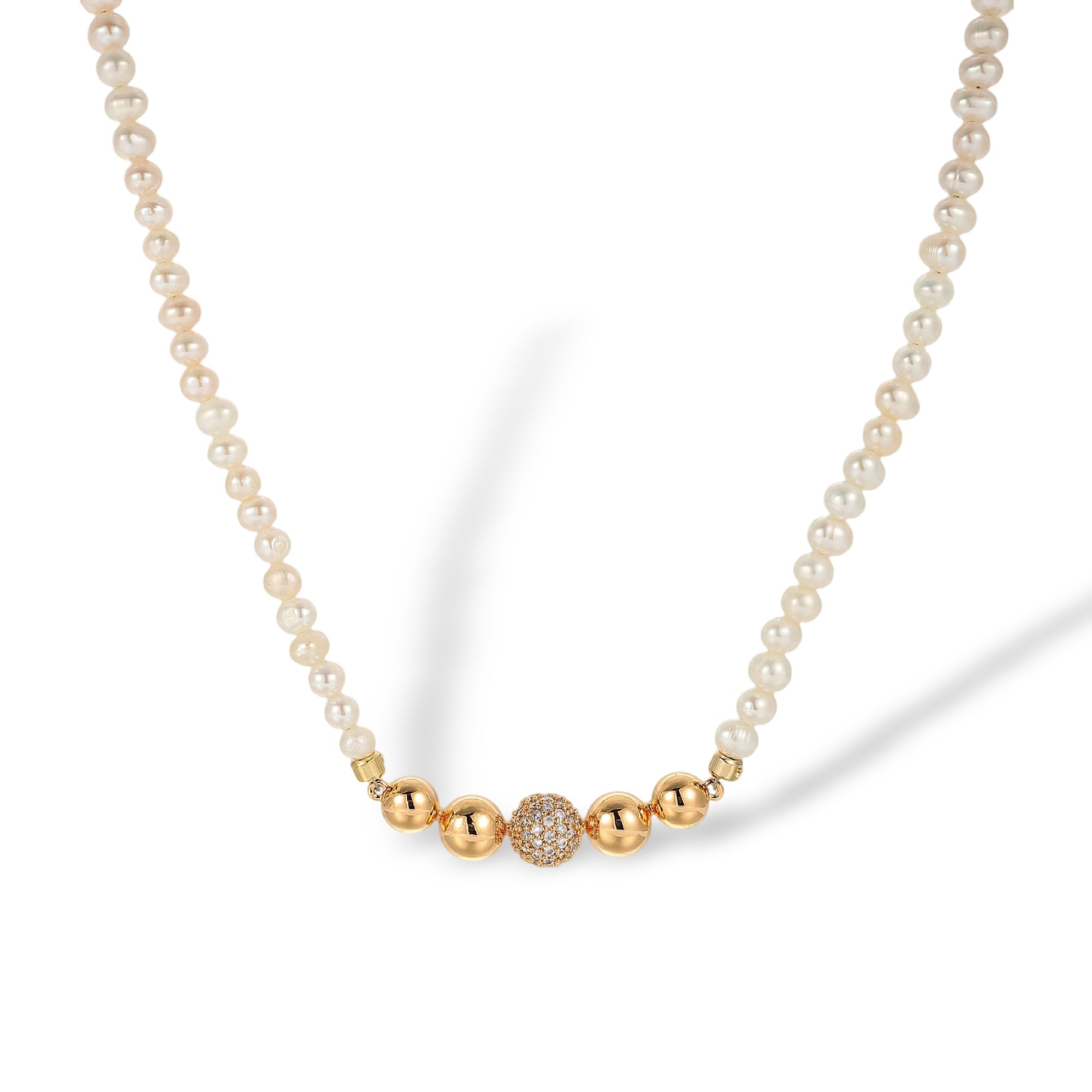 Domitilla 18K Gold Bead Pearl Necklace