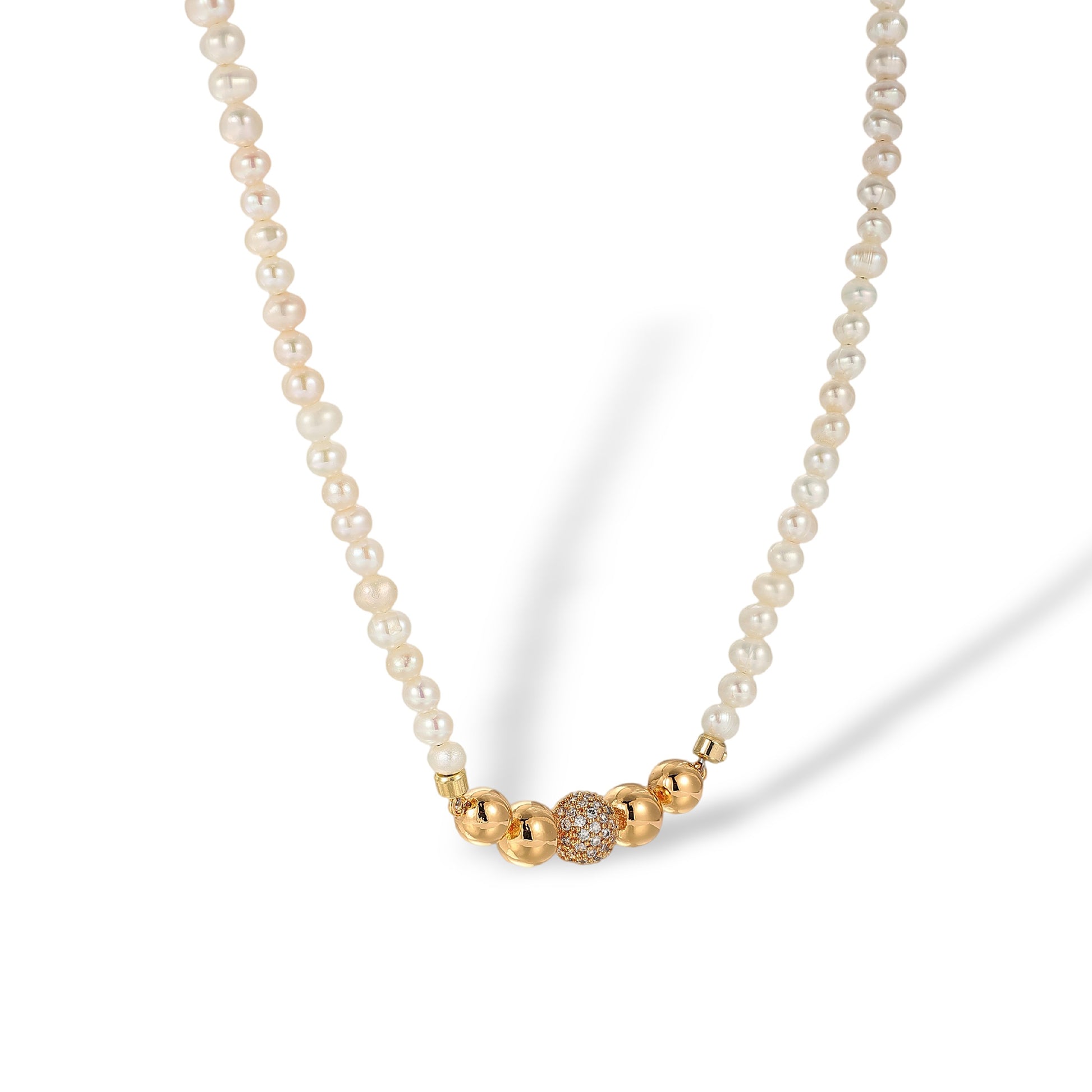 Domitilla 18K Gold Bead Pearl Necklace