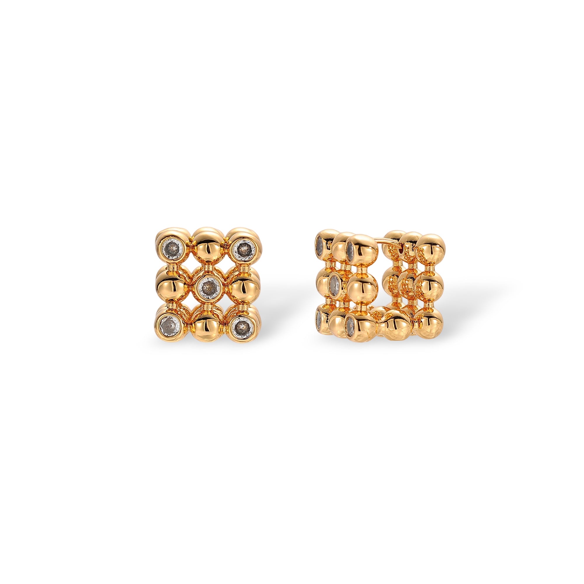 Donatielle 18K Gold Square Grid Earrings