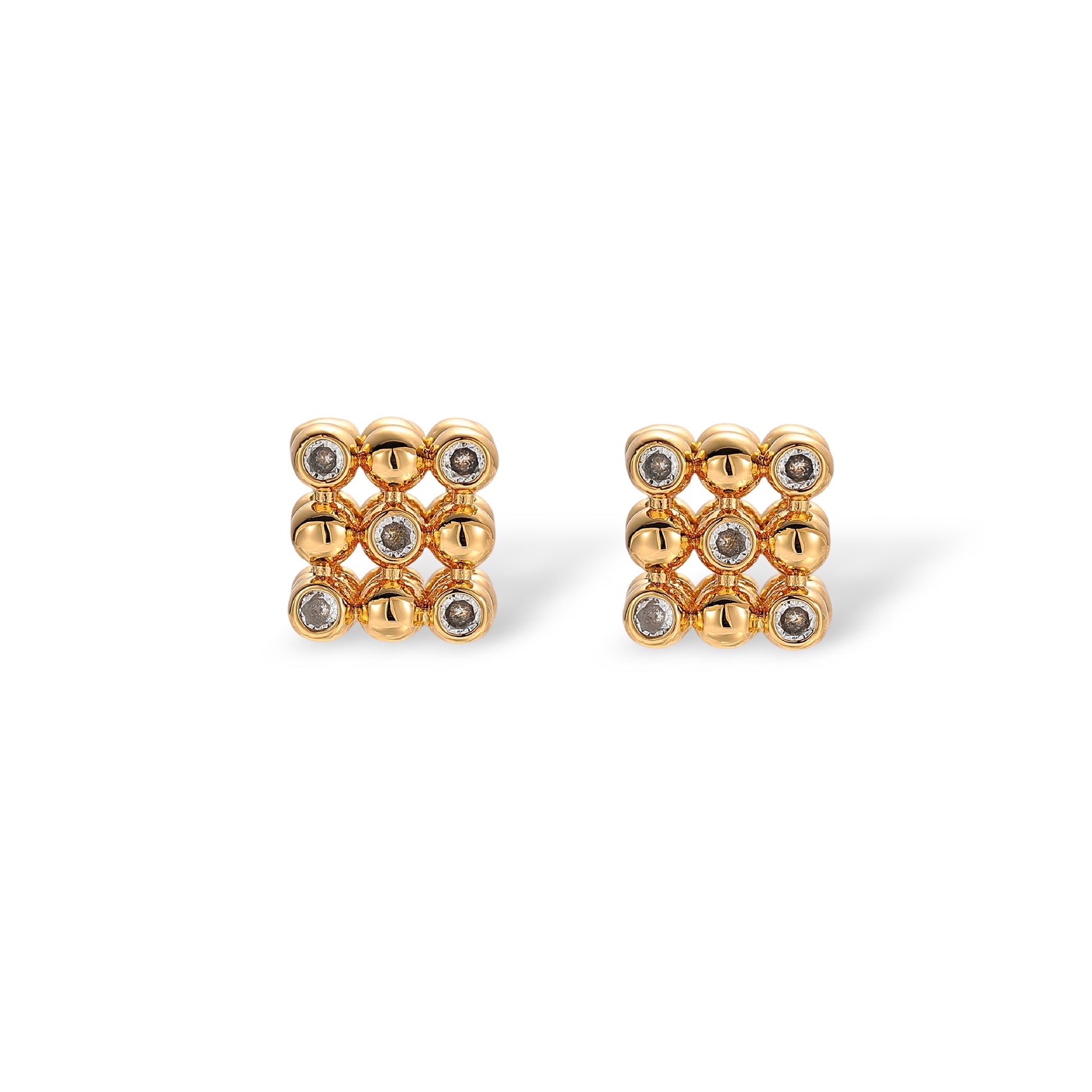Donatielle 18K Gold Square Grid Earrings