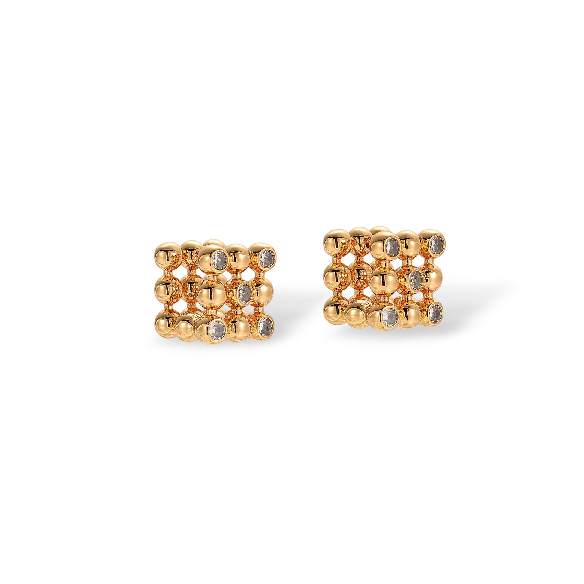 Donatielle 18K Gold Square Grid Earrings