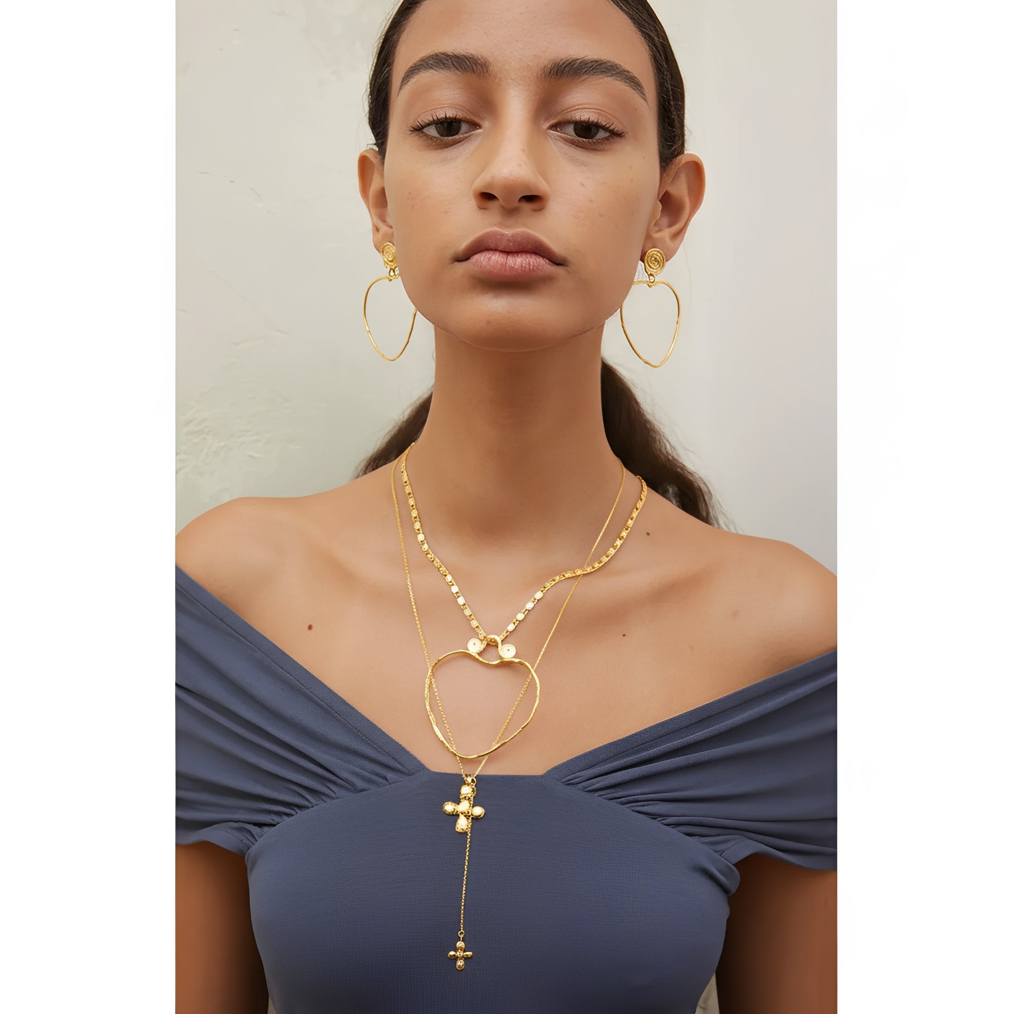 Donatienne 14K Gold Cross Lariat Necklace
