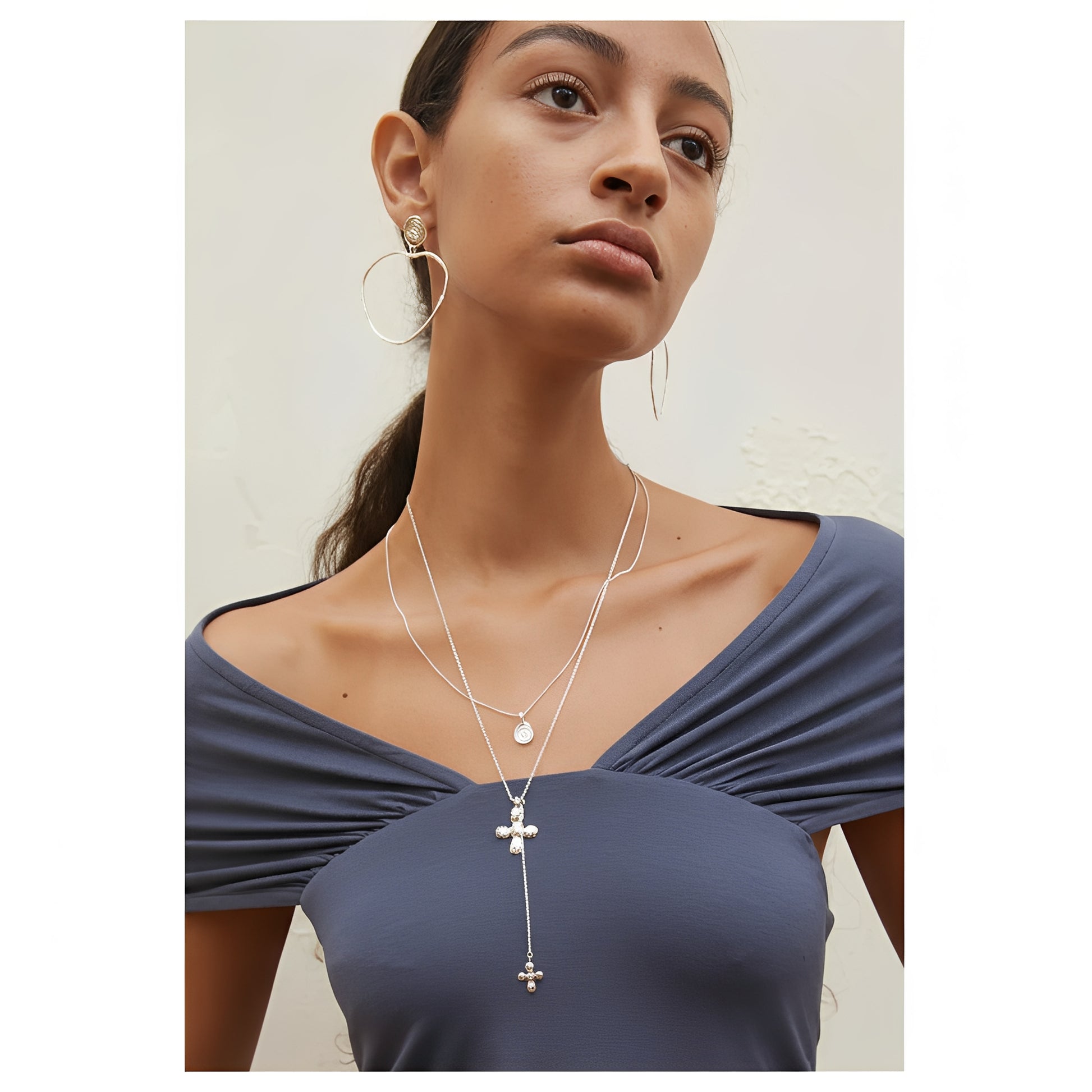 Donatienne 14K Gold Cross Lariat Necklace