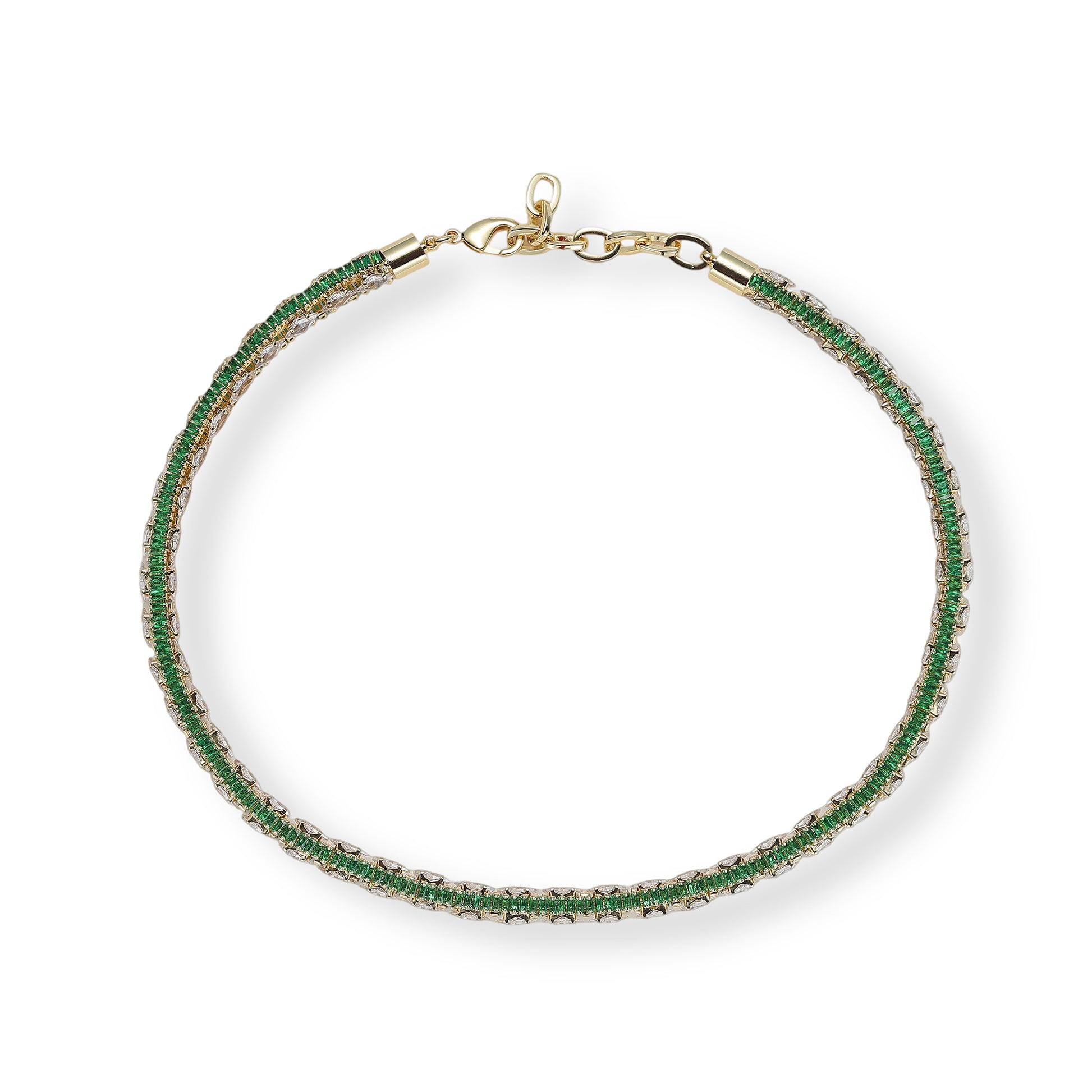 Dorothée Green Rhombus Baguette Choker Necklace
