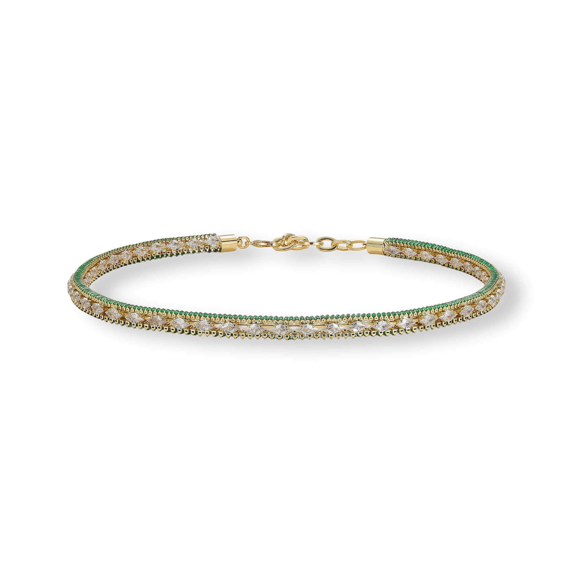 Dorothée Green Rhombus Baguette Choker Necklace
