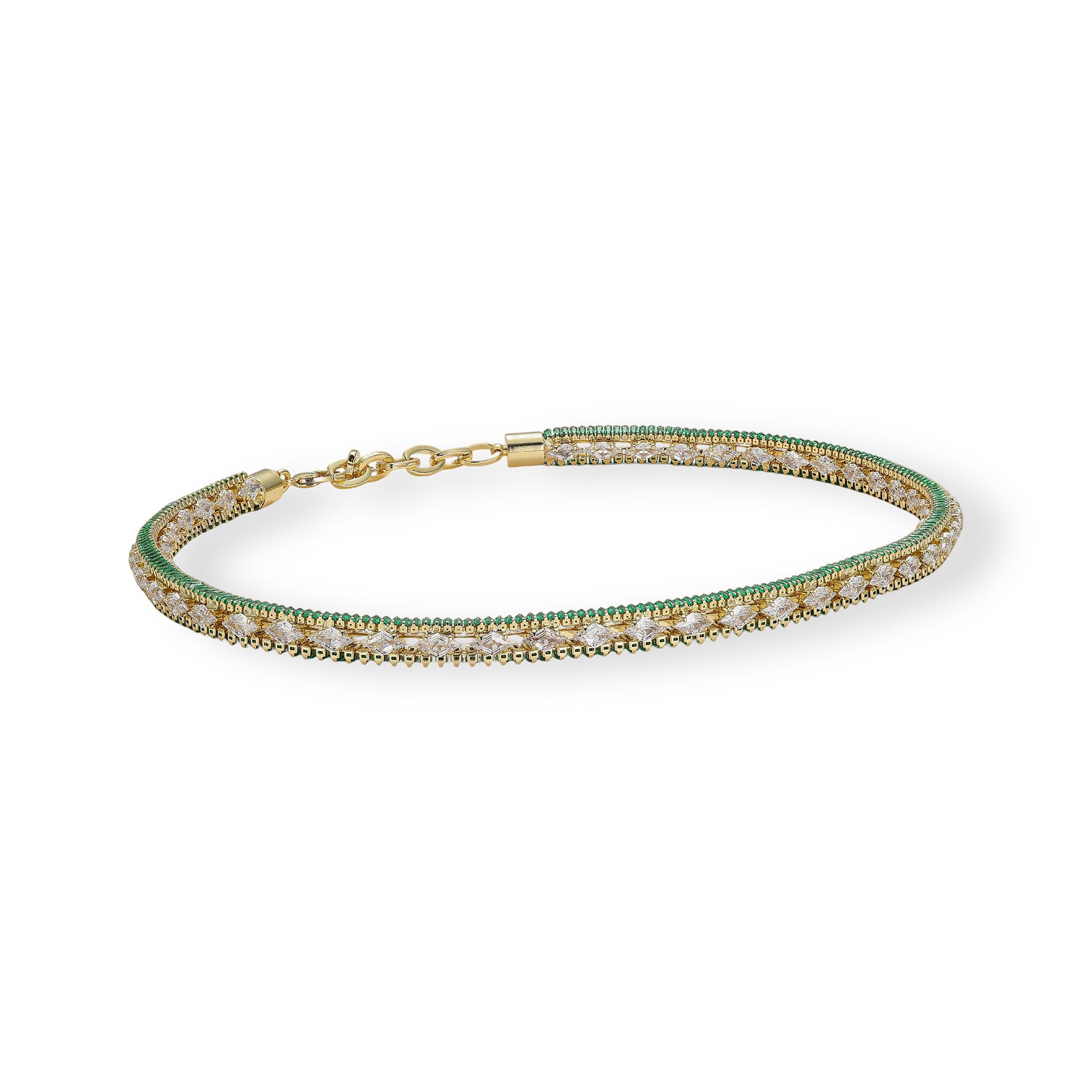 Dorothée Green Rhombus Baguette Choker Necklace