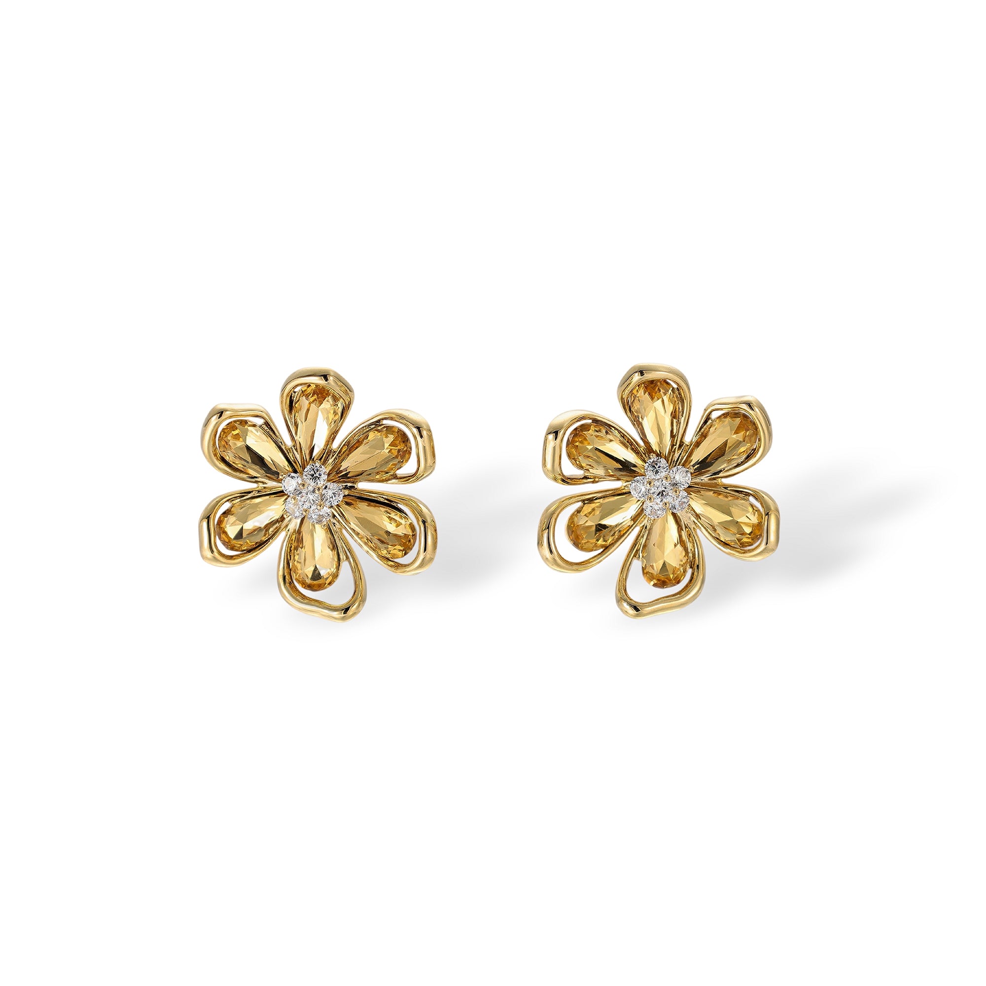 Douceur 14K Gold Floral Stud Earrings