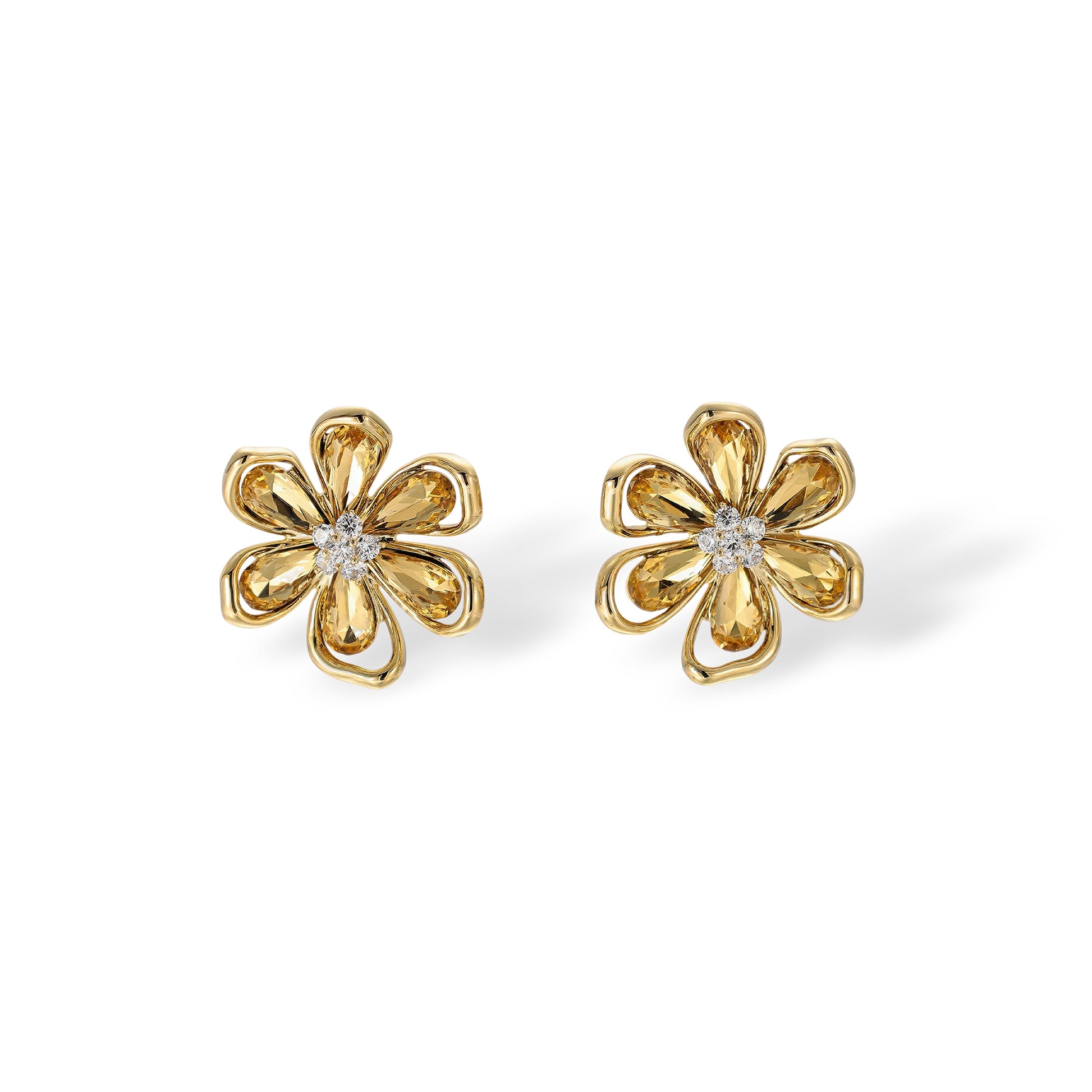 Douceur 14K Gold Floral Stud Earrings