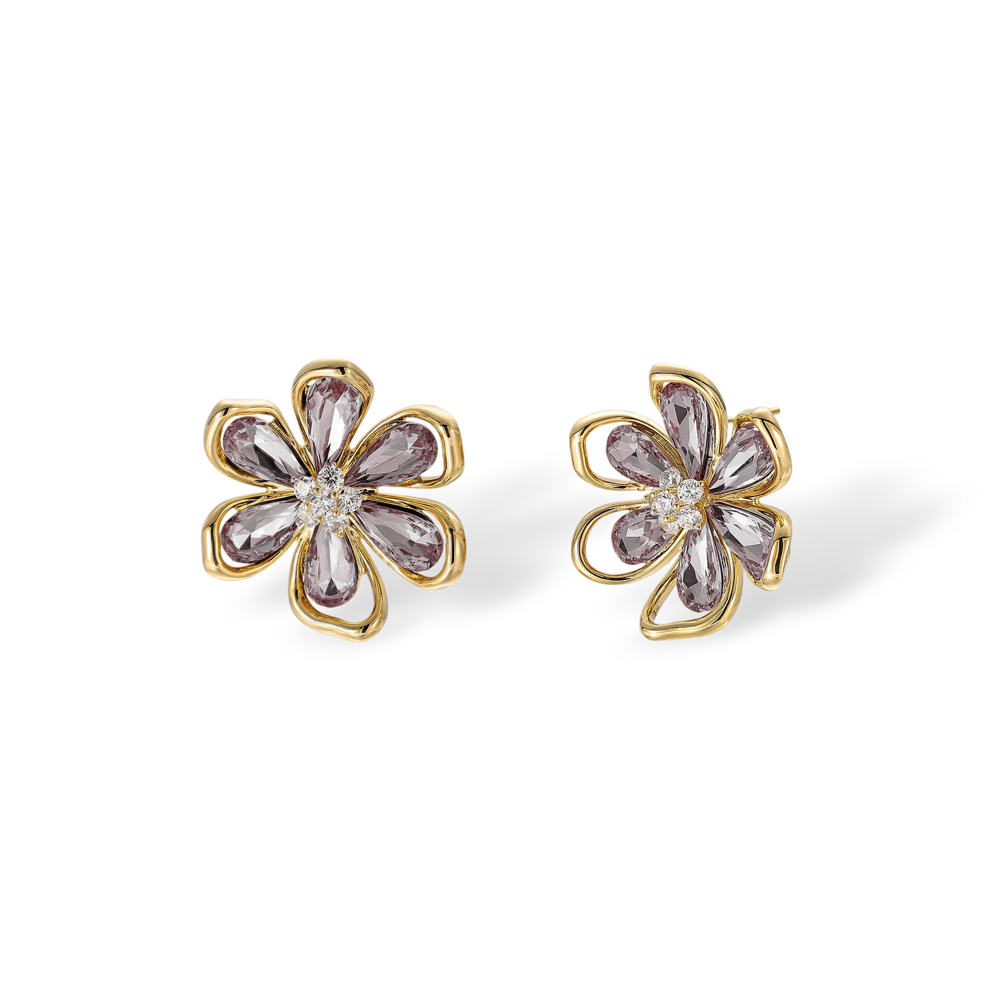 Douceur 14K Gold Floral Stud Earrings