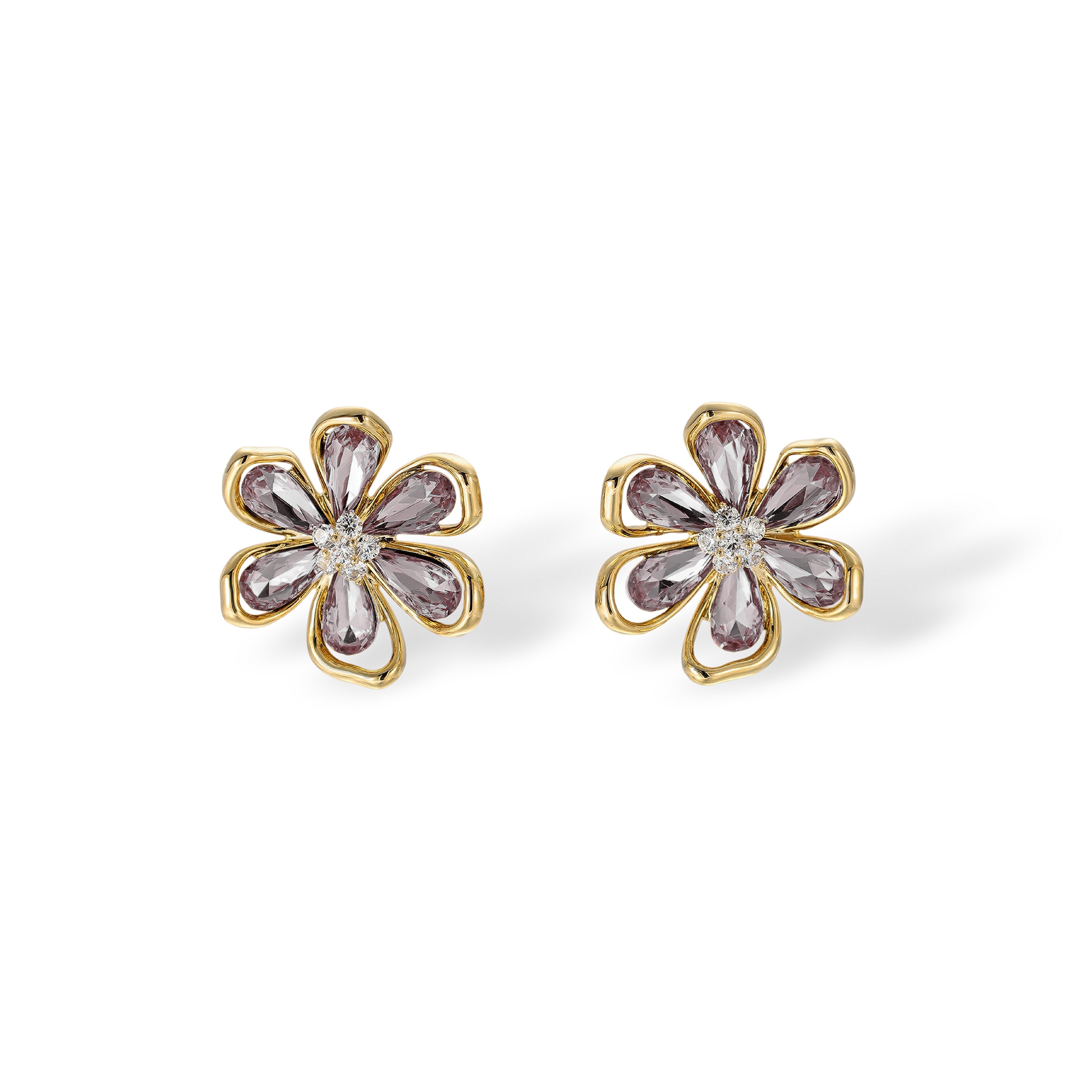 Douceur 14K Gold Floral Stud Earrings