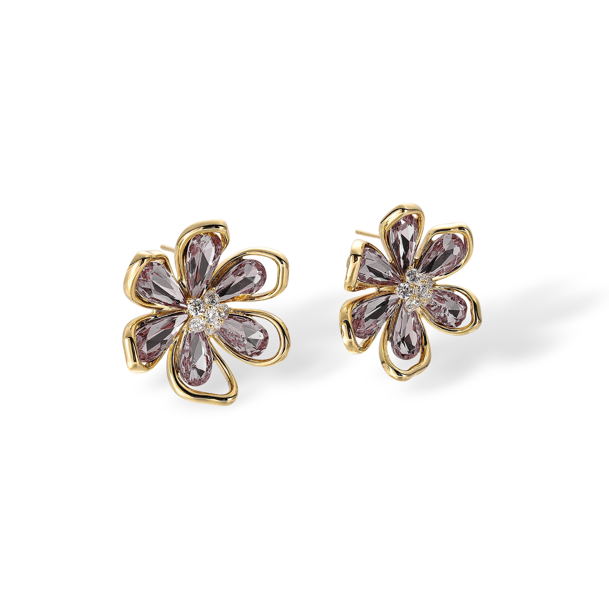 Douceur 14K Gold Floral Stud Earrings
