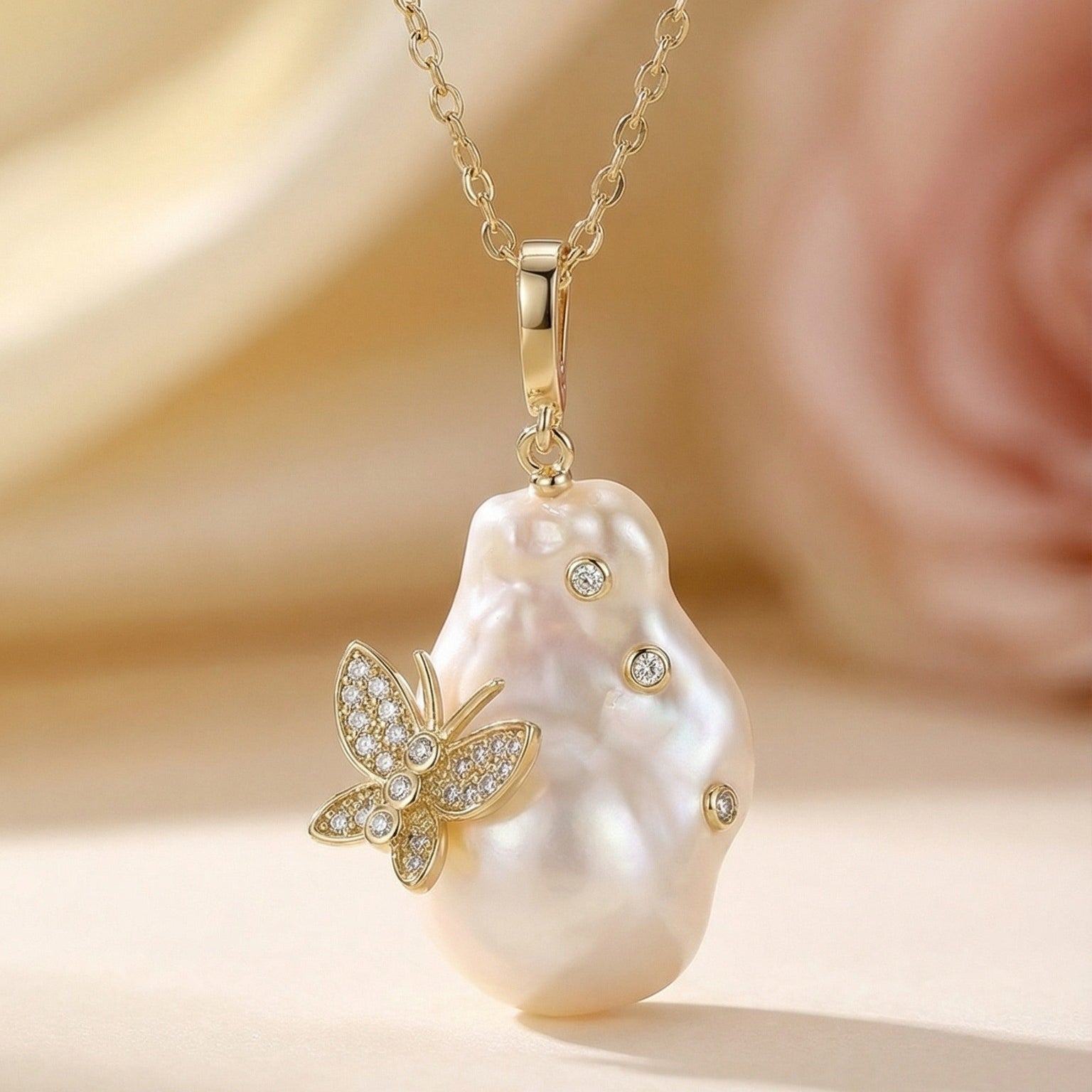 Douceur Baroque Butterfly Pearl Necklace