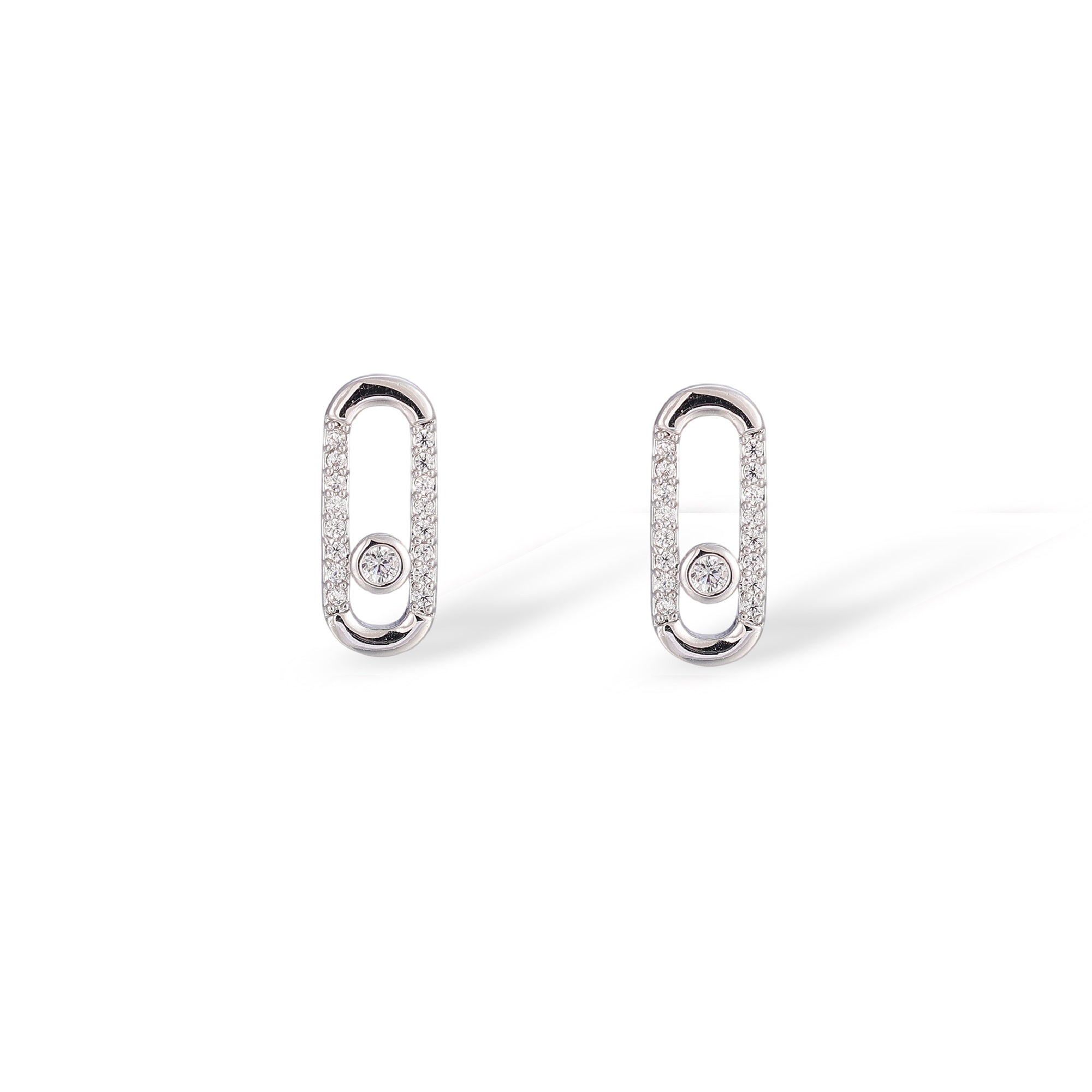 Dune White Oval Earrings