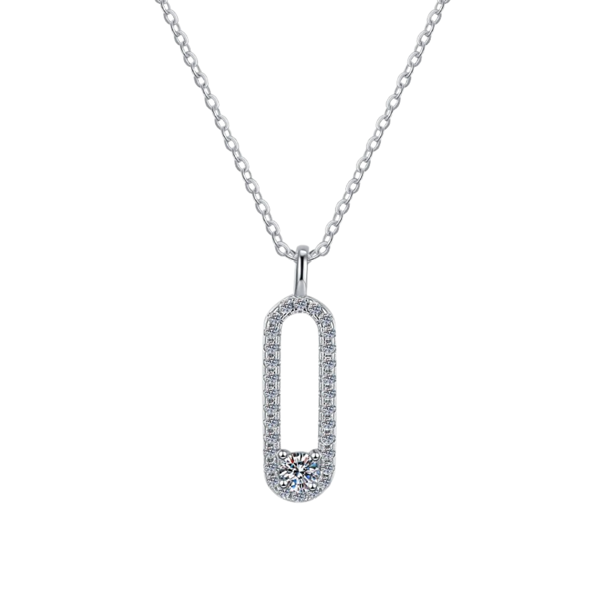 Dune White Oval Moissanite Necklace