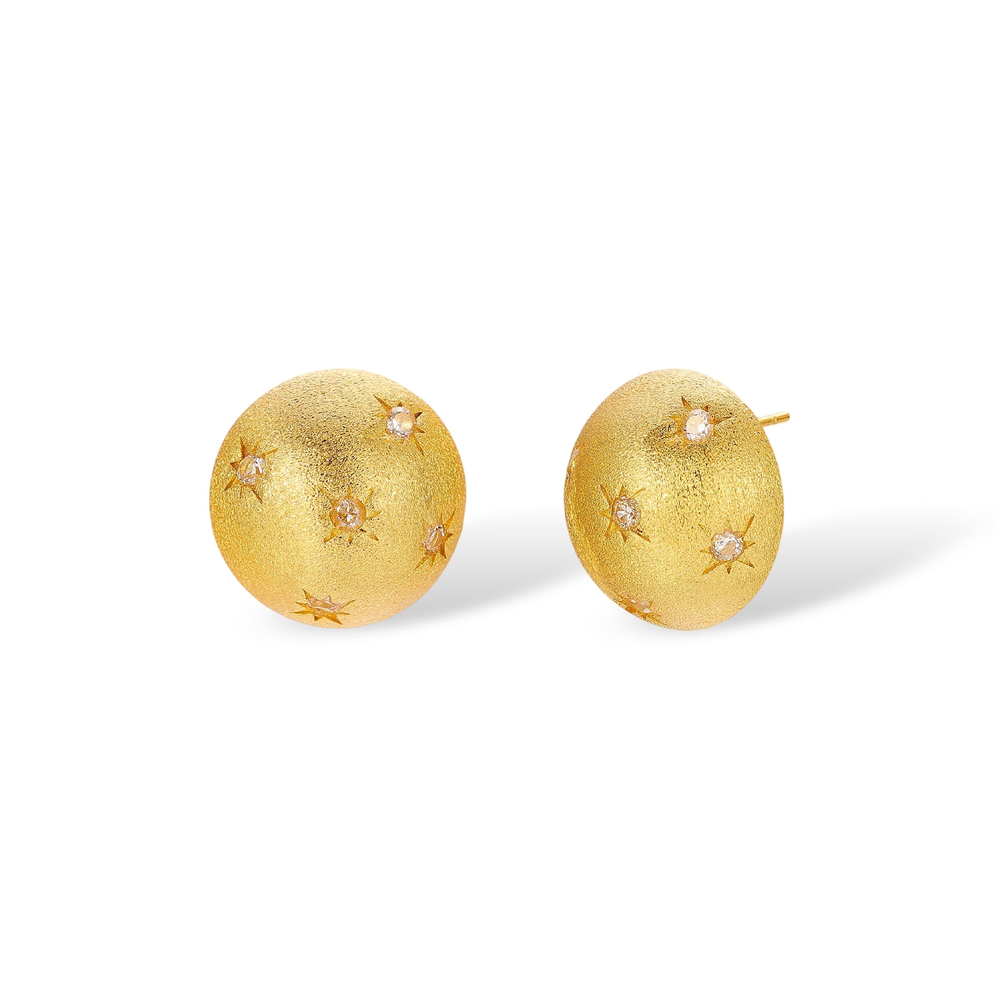 Échevin 14K Gold Half-Ball Starburst Stud Earrings