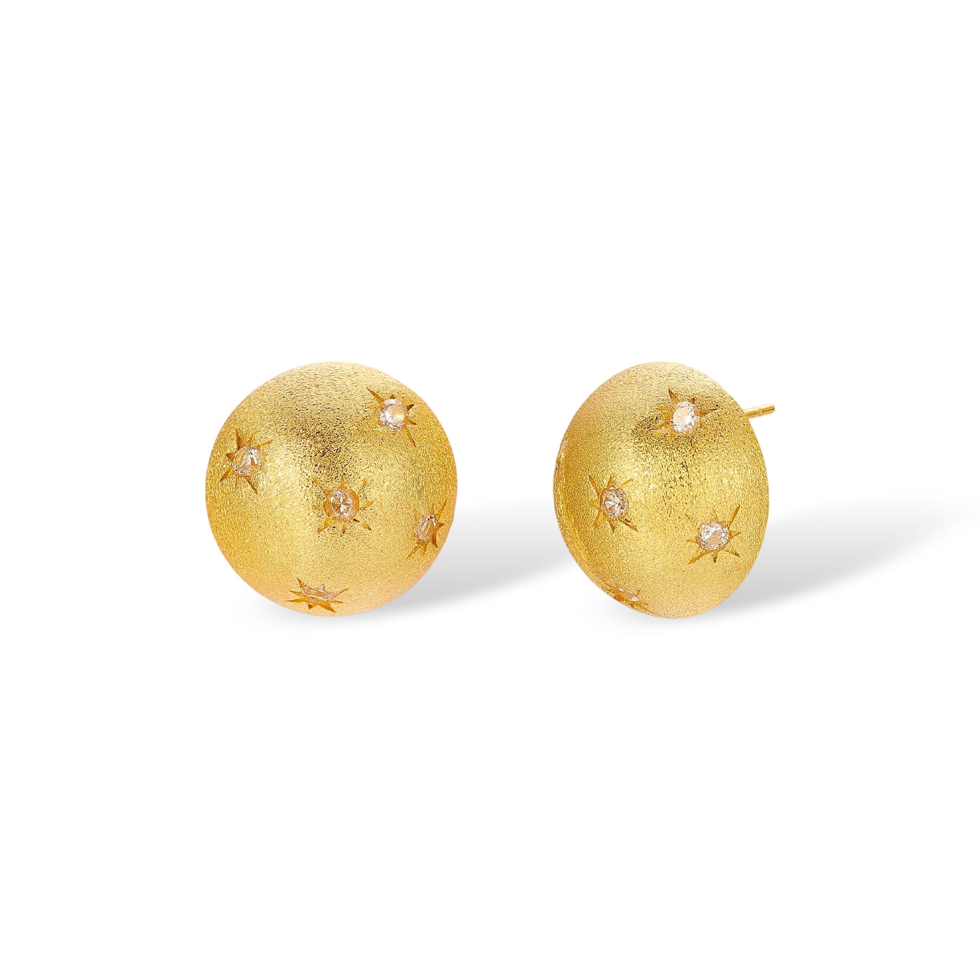 Échevin 14K Gold Half-Ball Starburst Stud Earrings