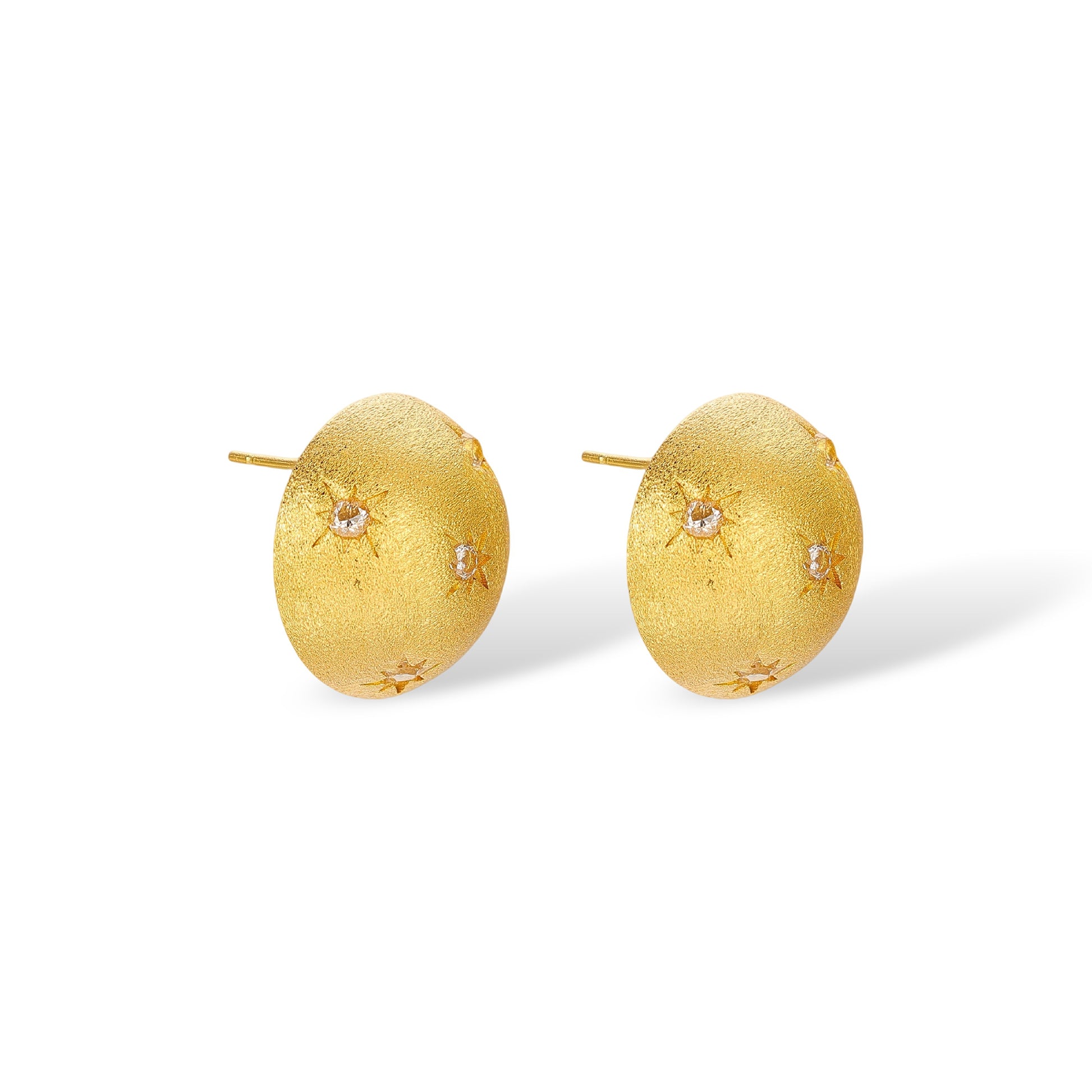 Échevin 14K Gold Half-Ball Starburst Stud Earrings