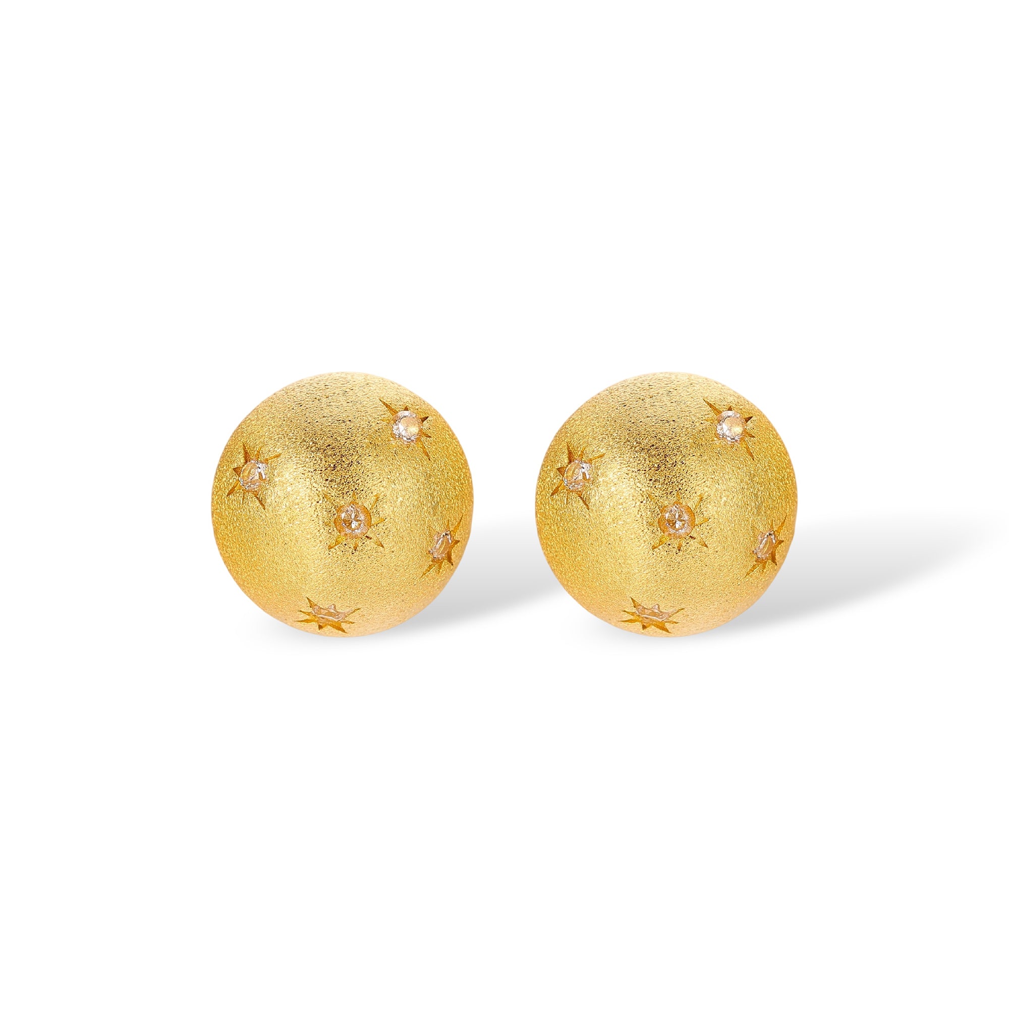 Échevin 14K Gold Half-Ball Starburst Stud Earrings