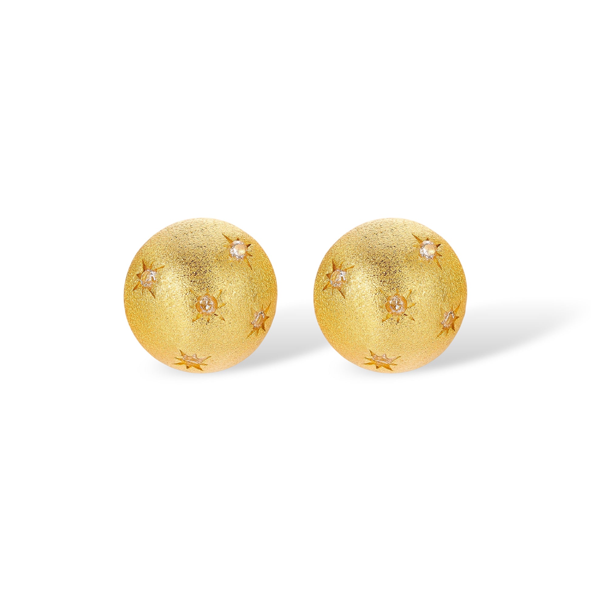 Échevin 14K Gold Half-Ball Starburst Stud Earrings