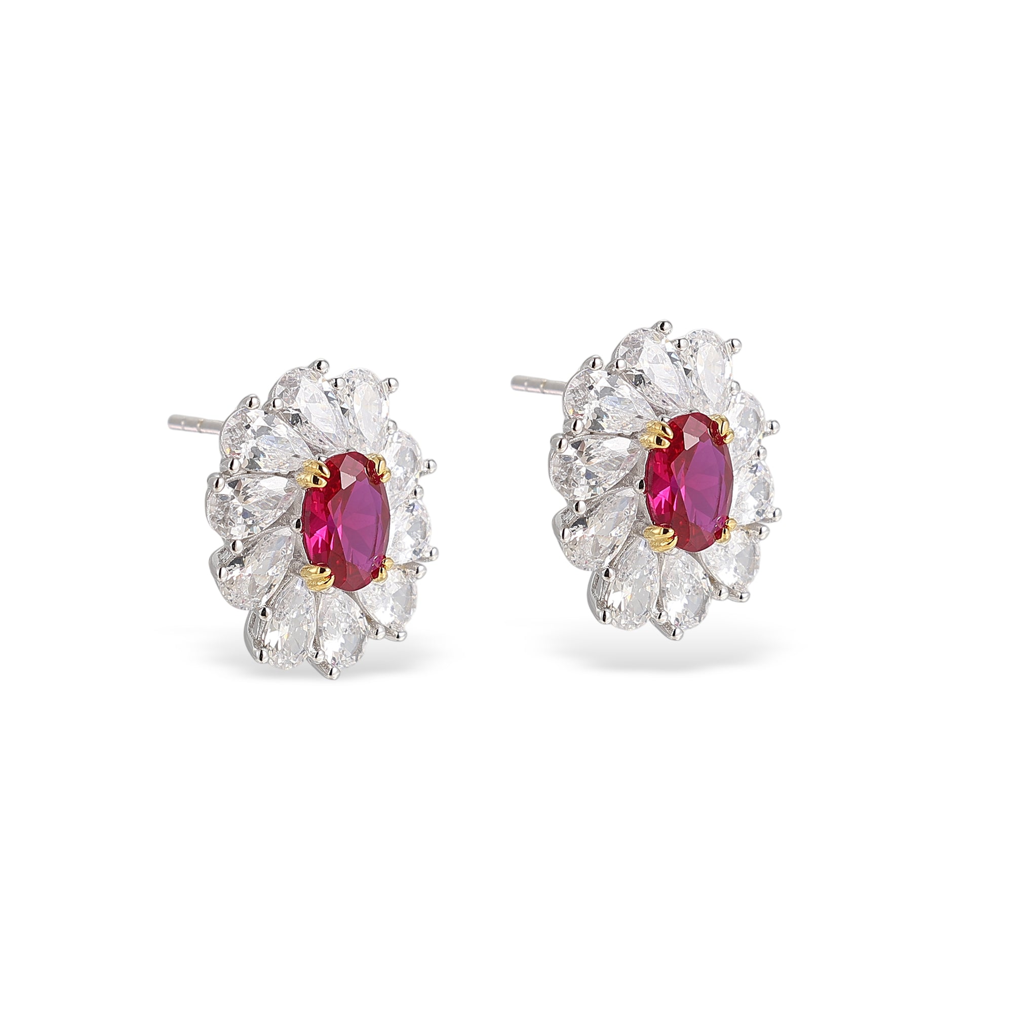 Éclat Ruby Blossom Stud Earrings