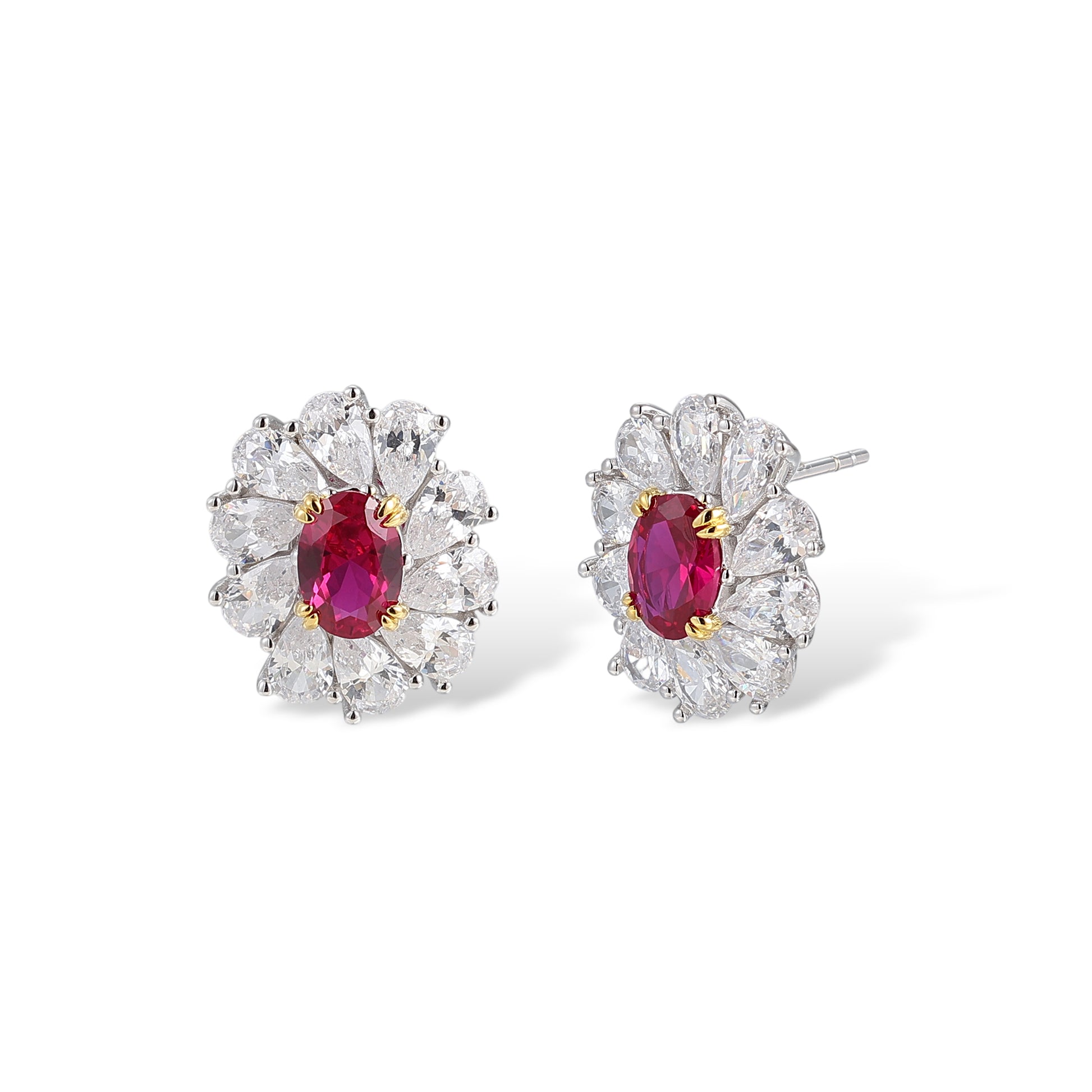 Éclat Ruby Blossom Stud Earrings
