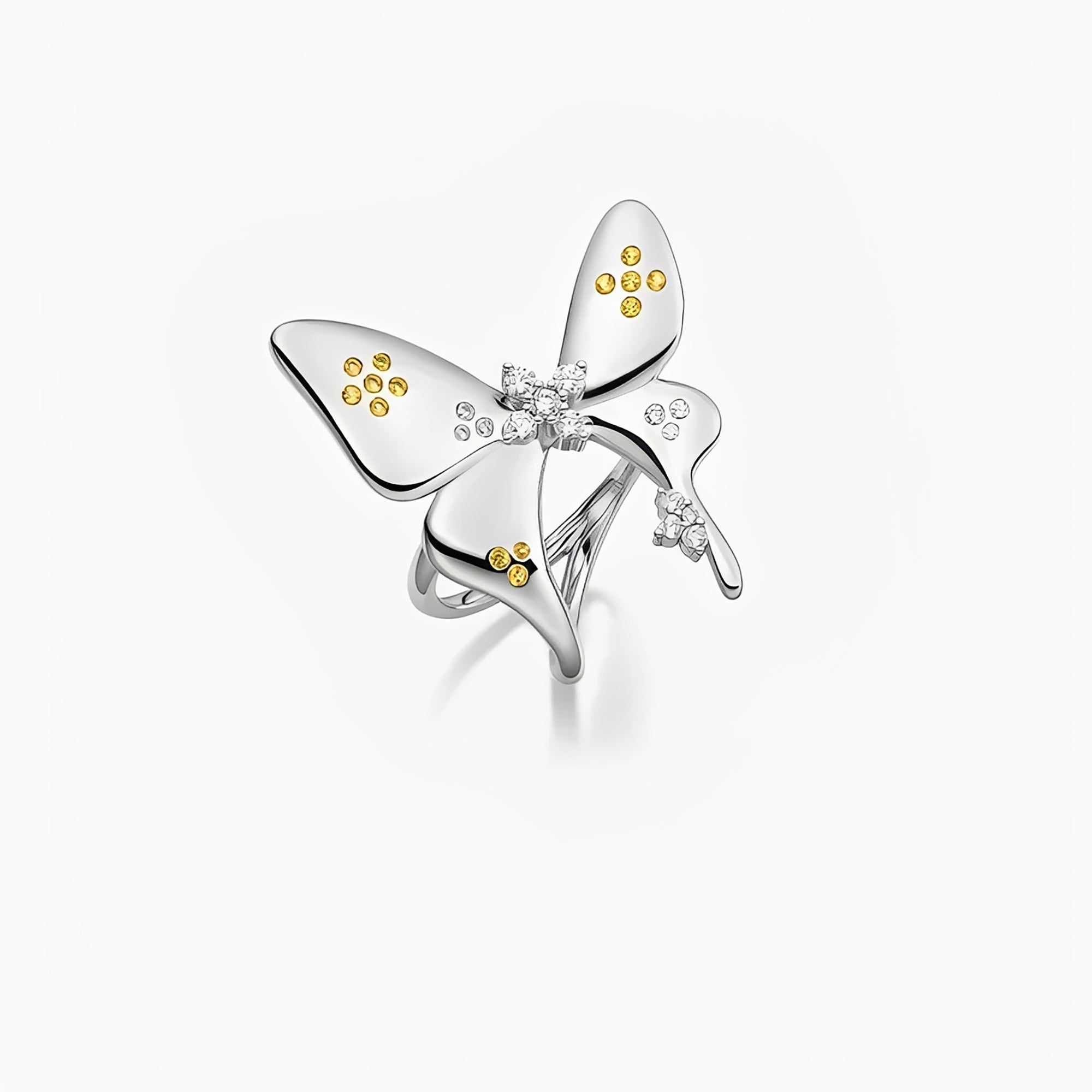 Éclatant White Butterfly Open Ring