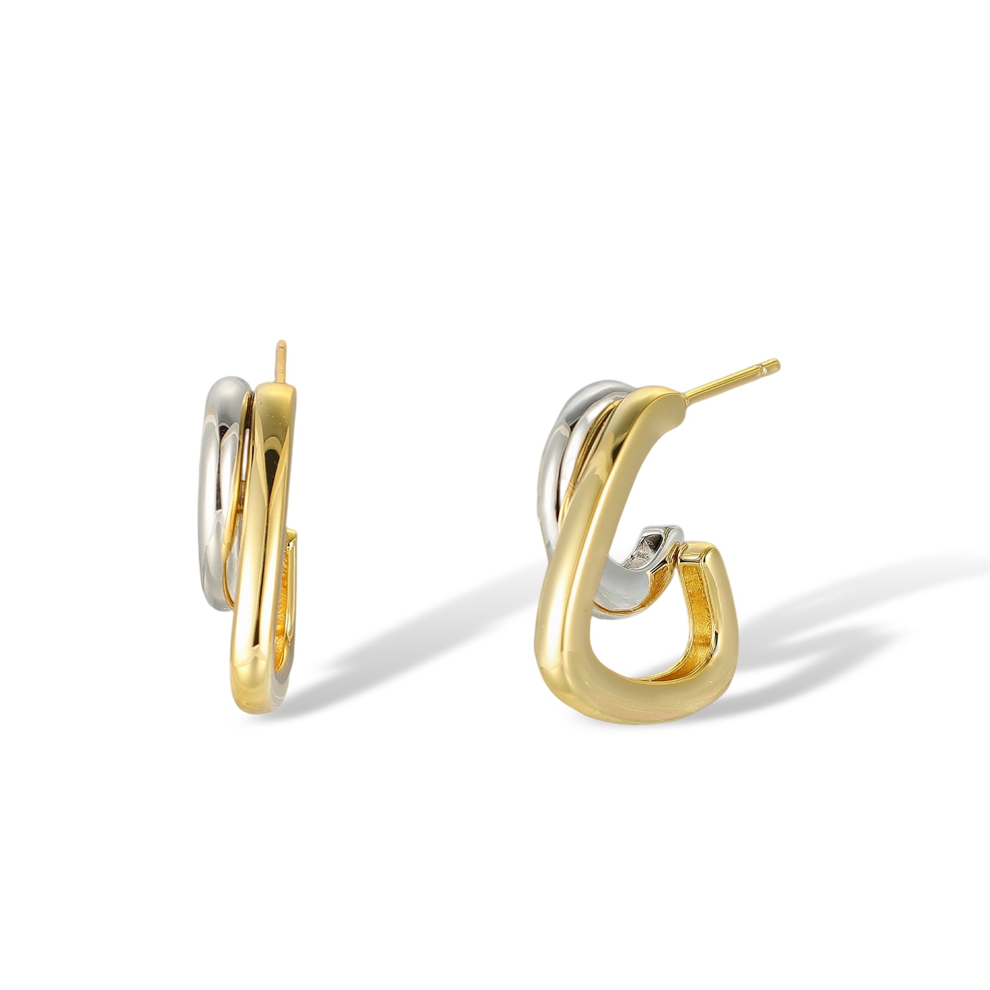 Edelgard 14K Gold Two-Tone C Shaped Earrings