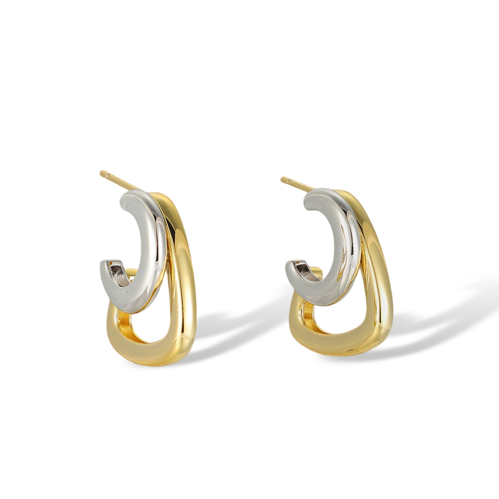 Edelgard 14K Gold Two-Tone C Shaped Earrings
