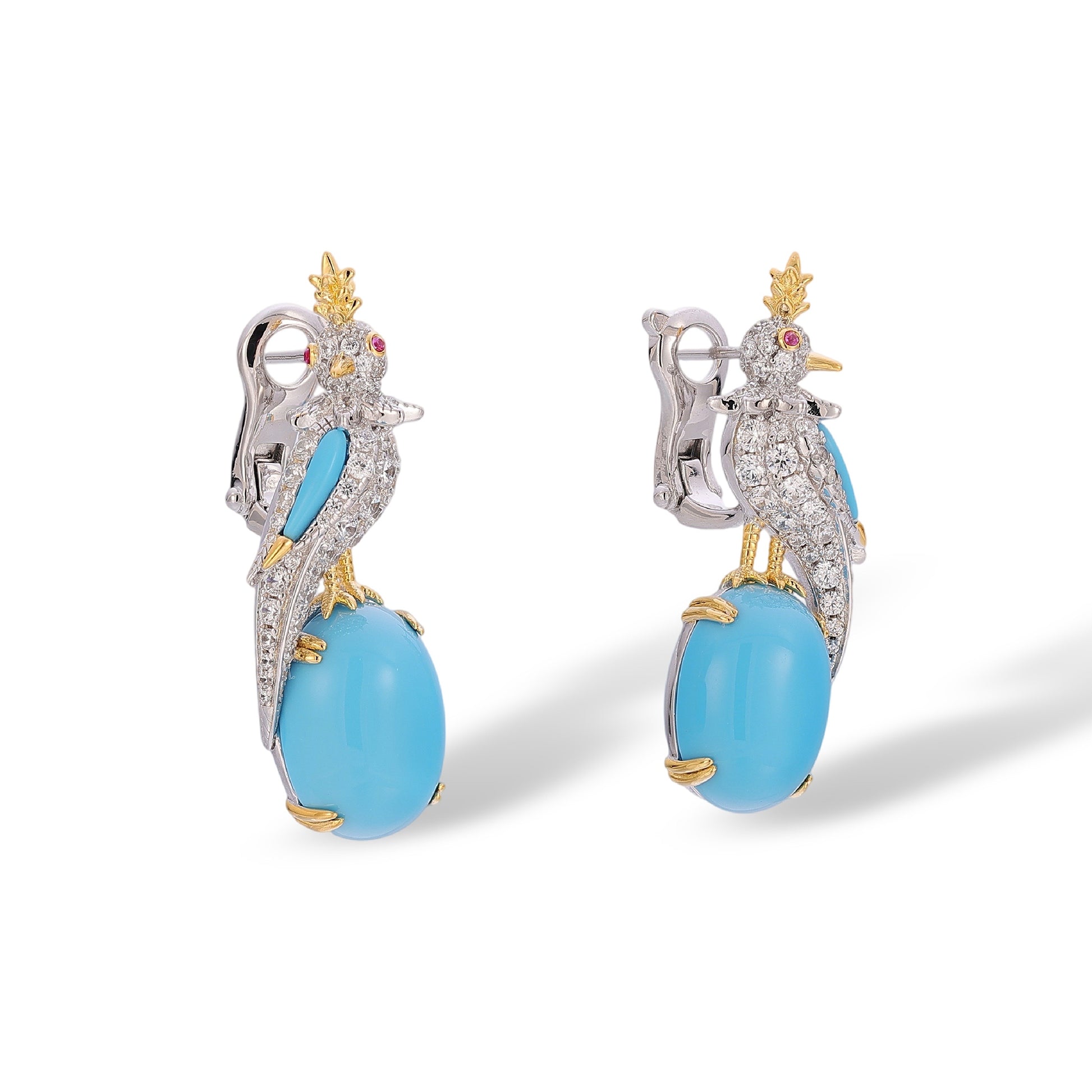 Edelhild Turquoise Bird Oval Earrings