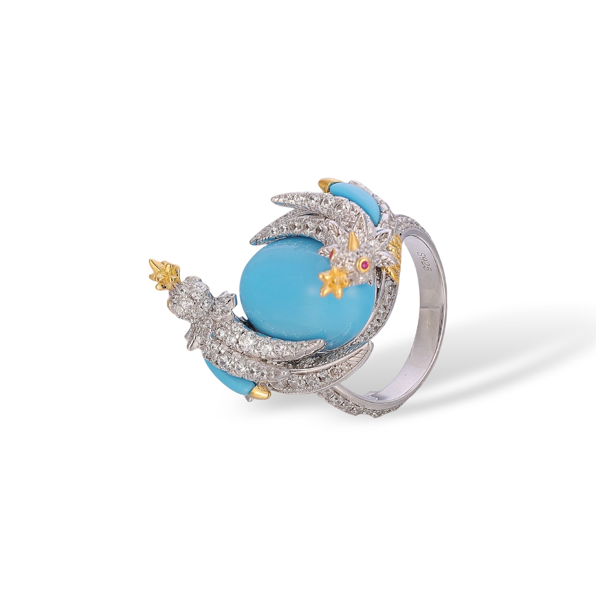 Edelhild Turquoise Bird Oval Ring