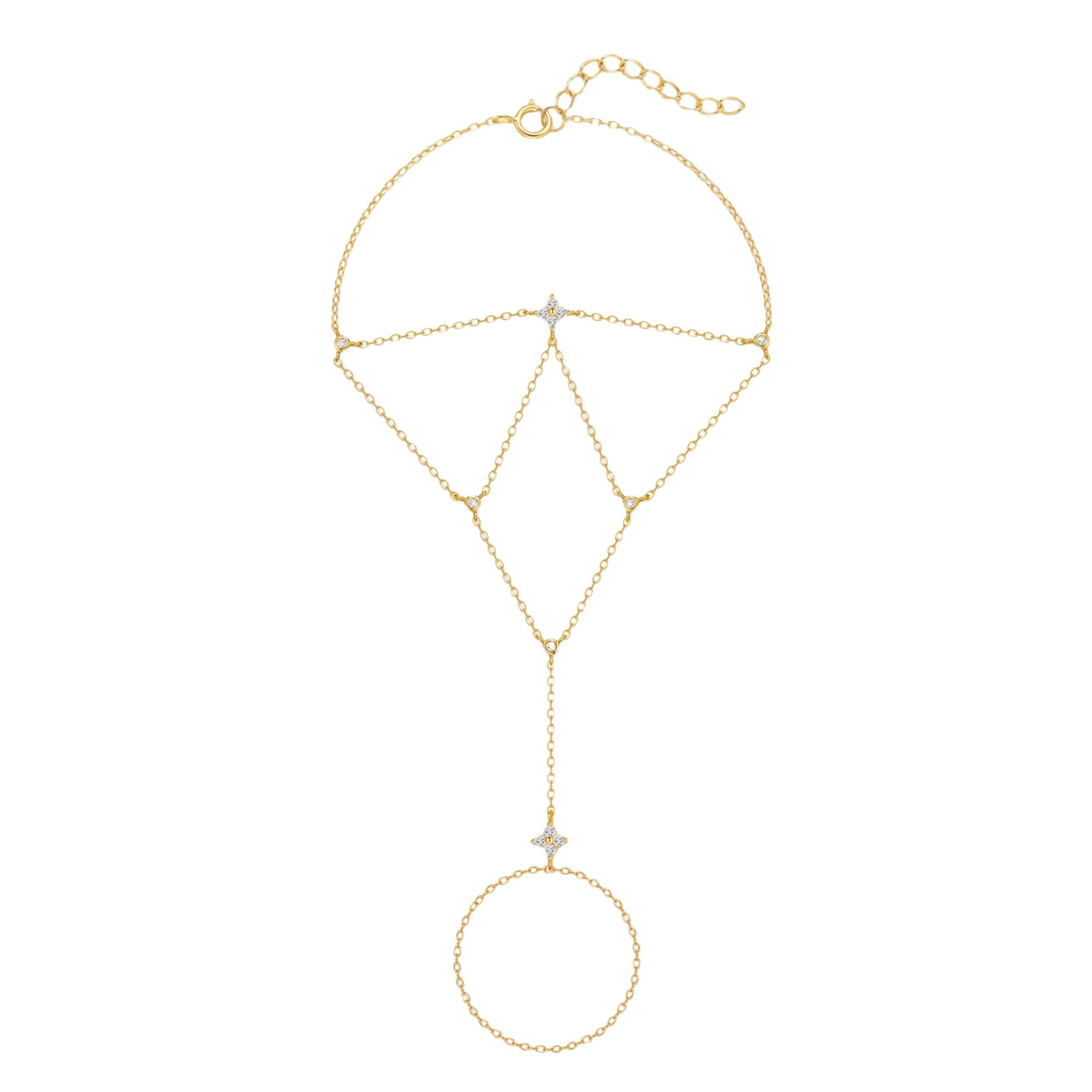 Edellina 14K Gold Geometric Web Linked Finger Bracelet