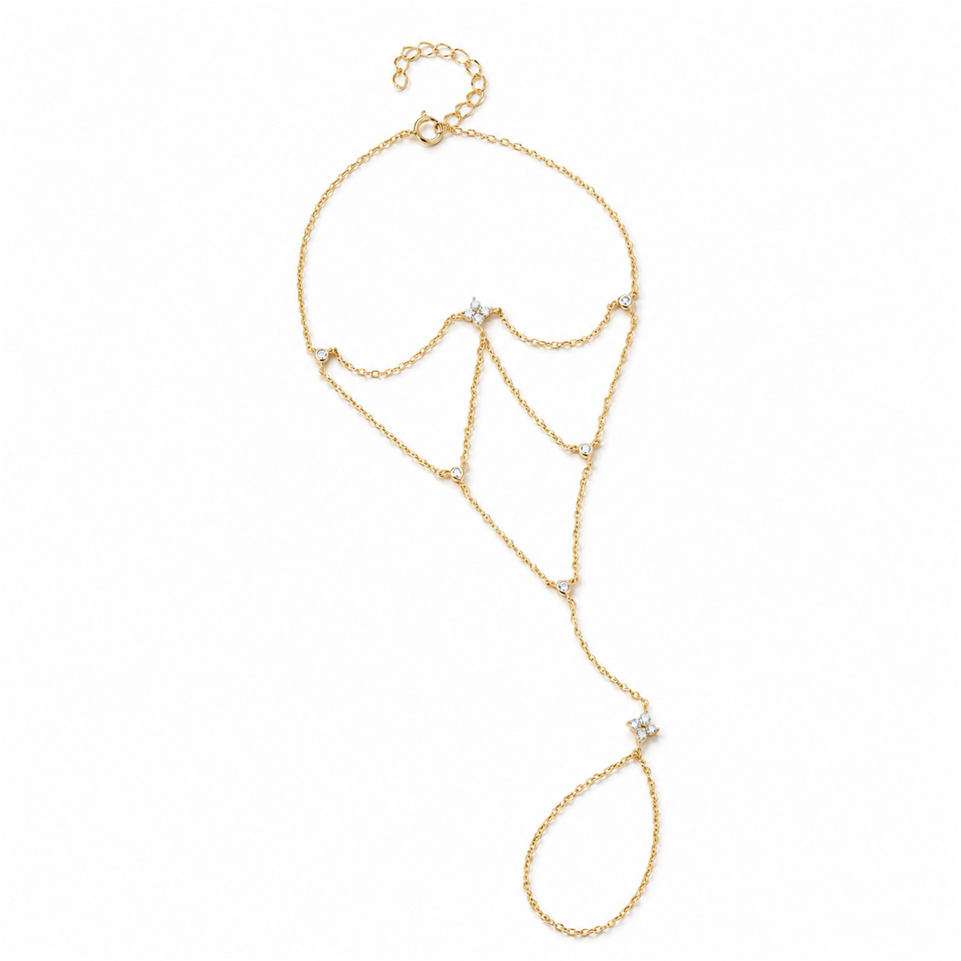 Edellina 14K Gold Geometric Web Linked Finger Bracelet