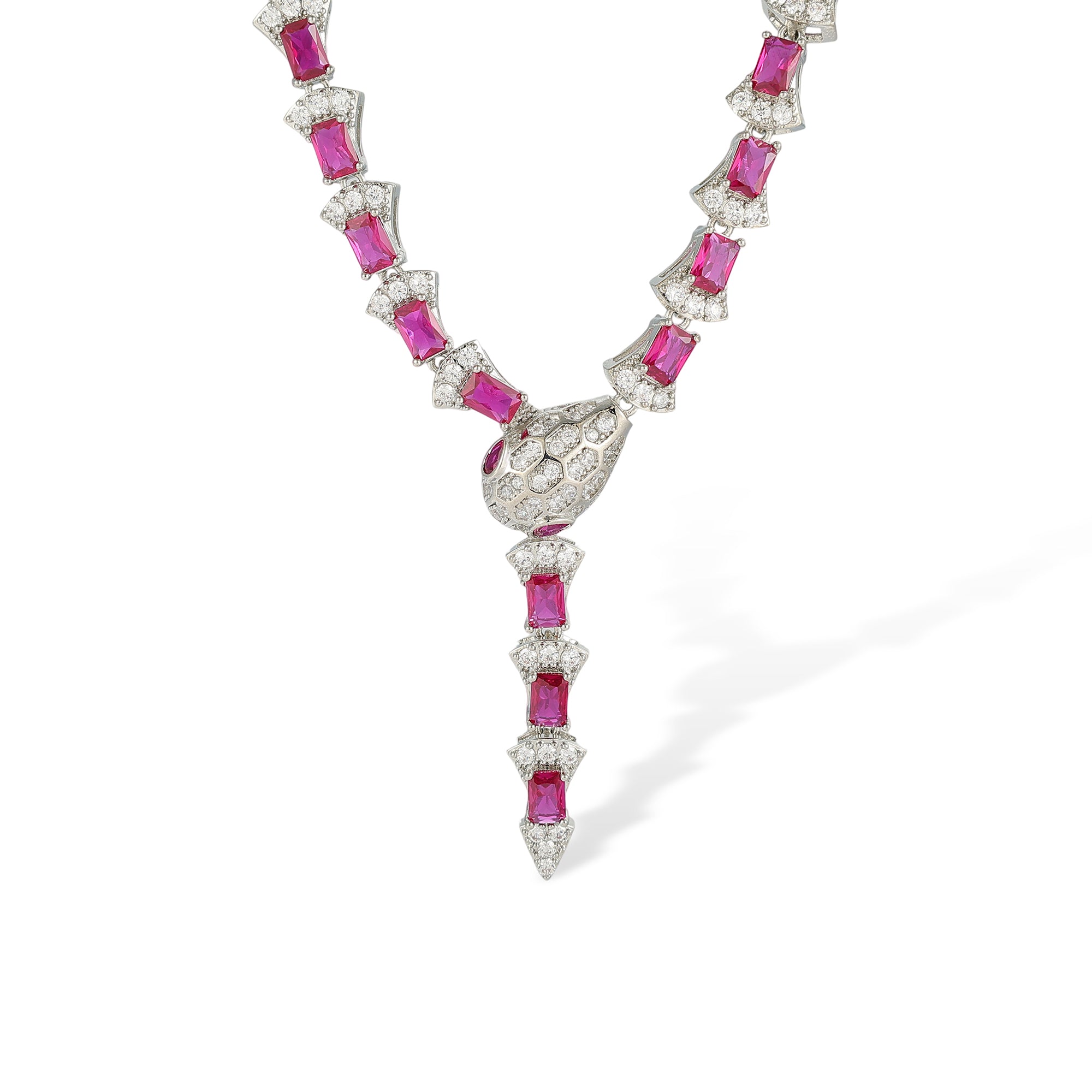 Edellinde Red Snake Y Shape Necklace