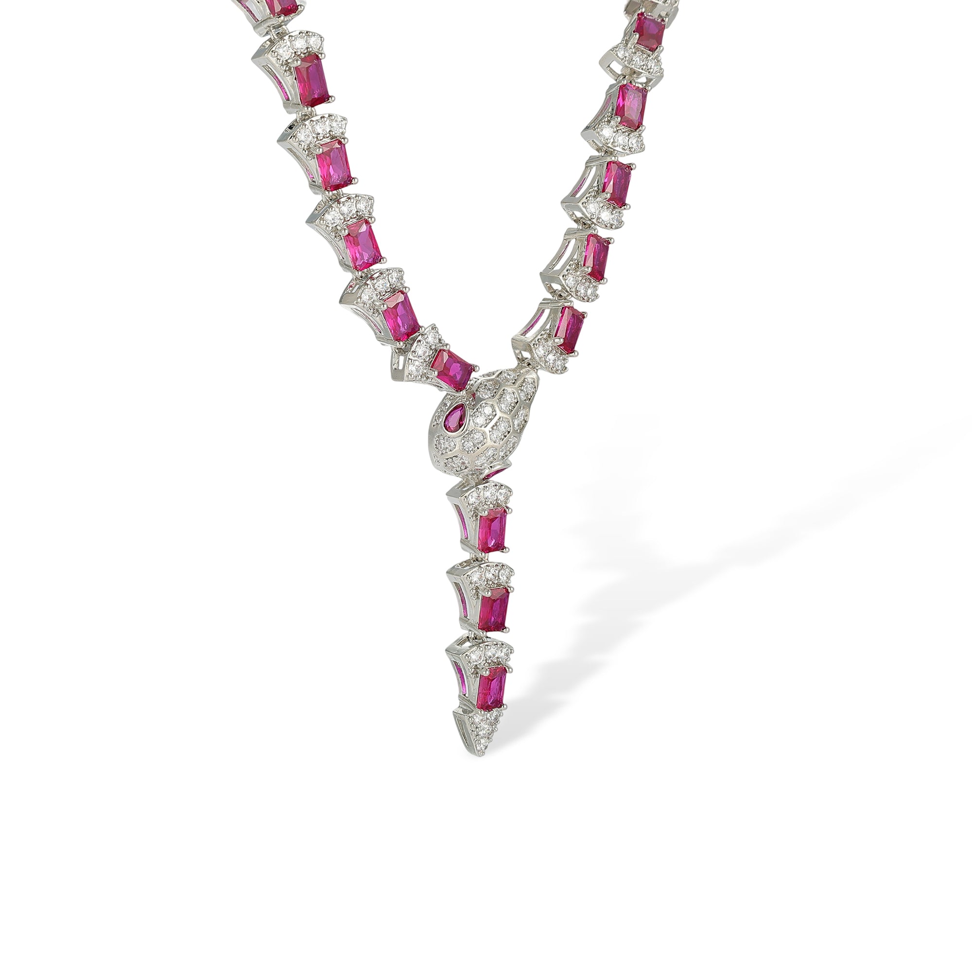 Edellinde Red Snake Y Shape Necklace