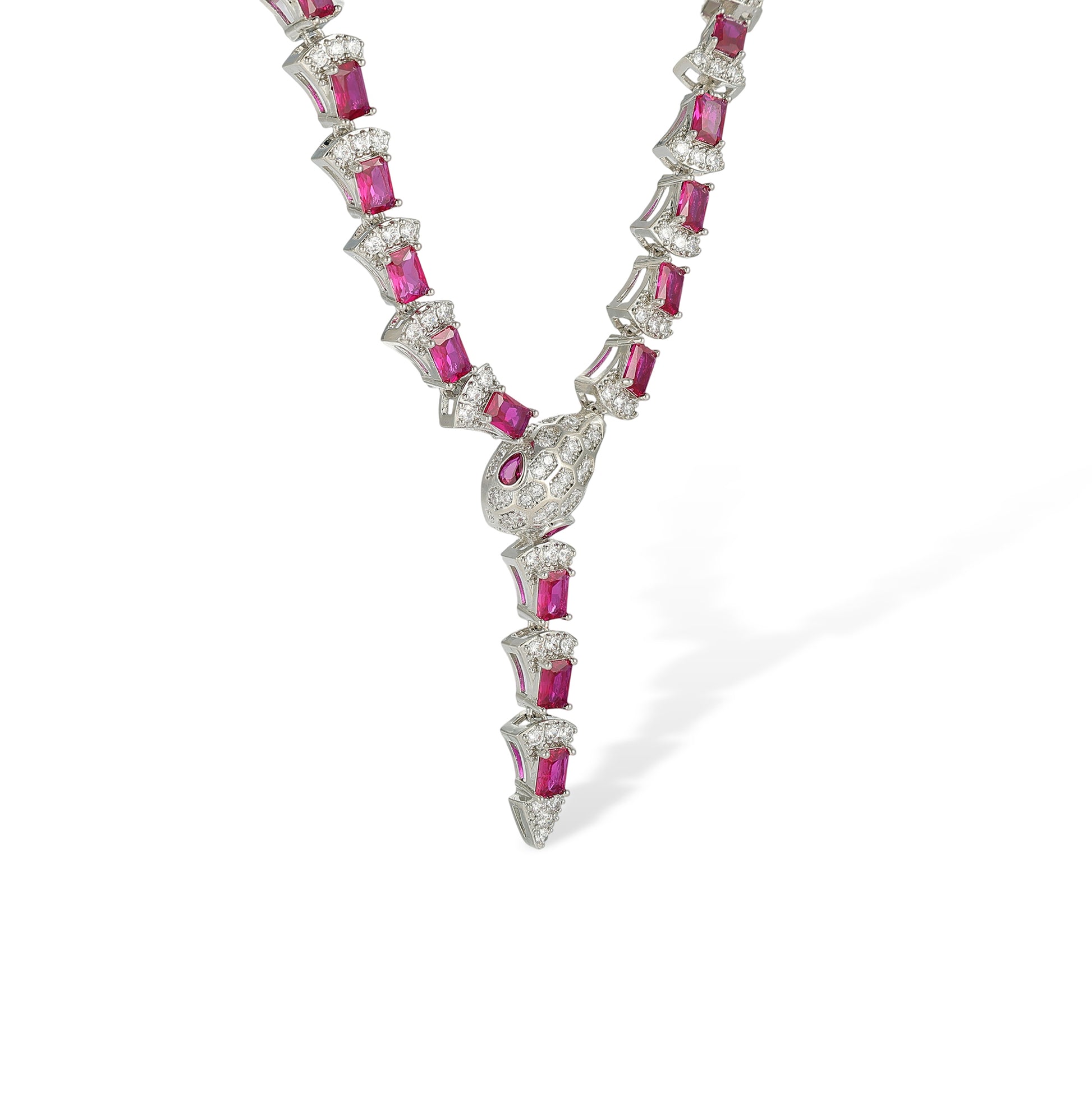 Edellinde Red Snake Y Shape Necklace