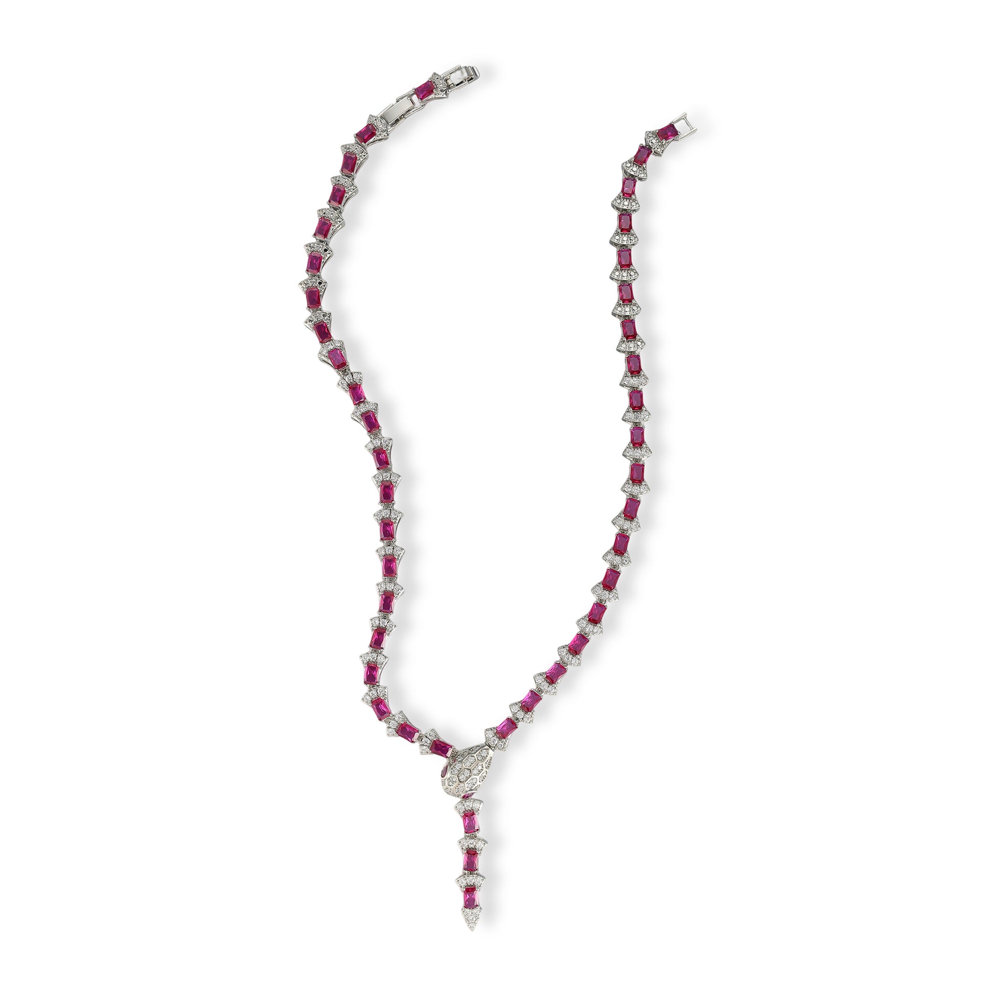 Edellinde Red Snake Y Shape Necklace