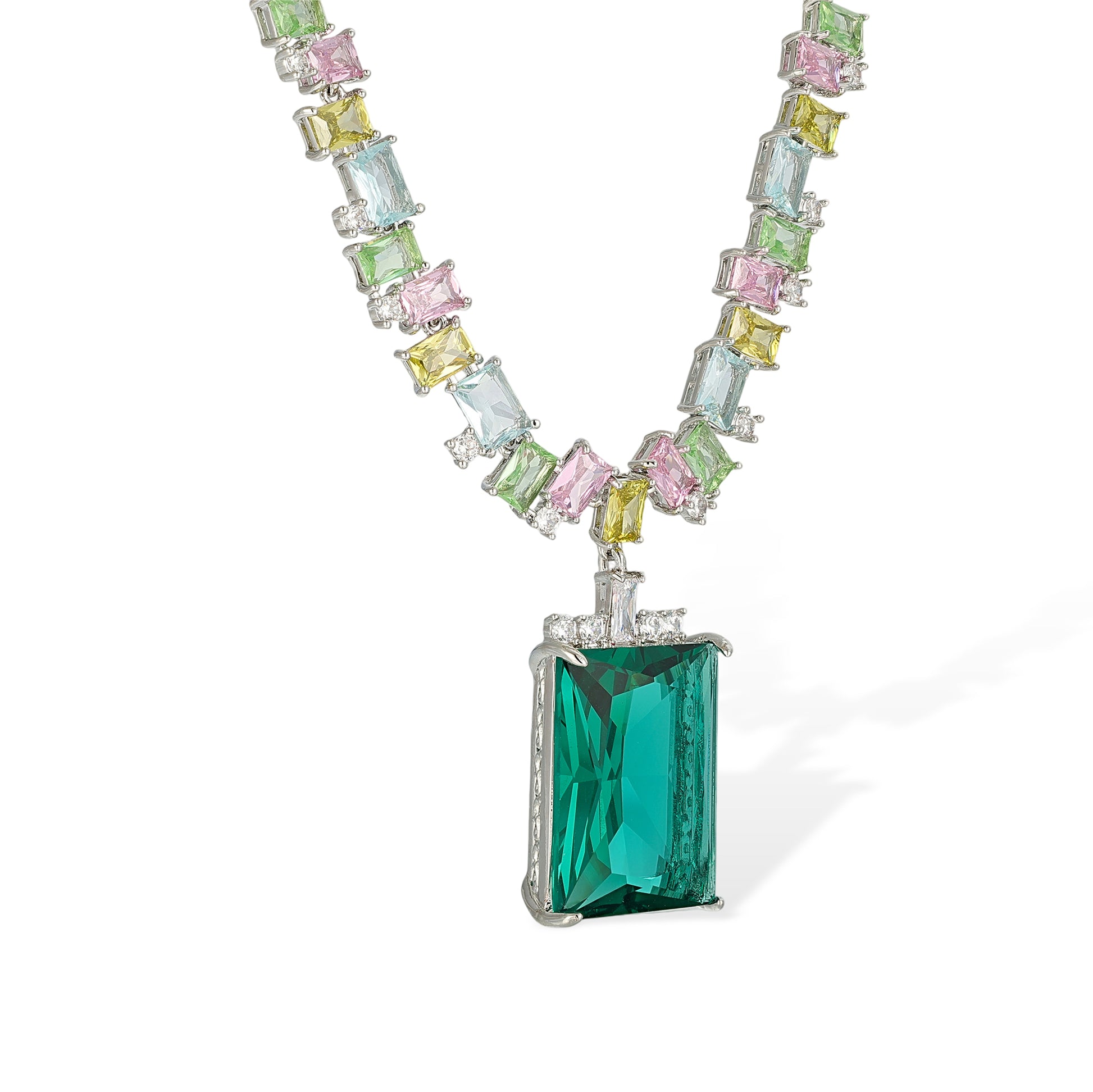 Edelrada Multicolor Rectangular Earrings & Necklace Set
