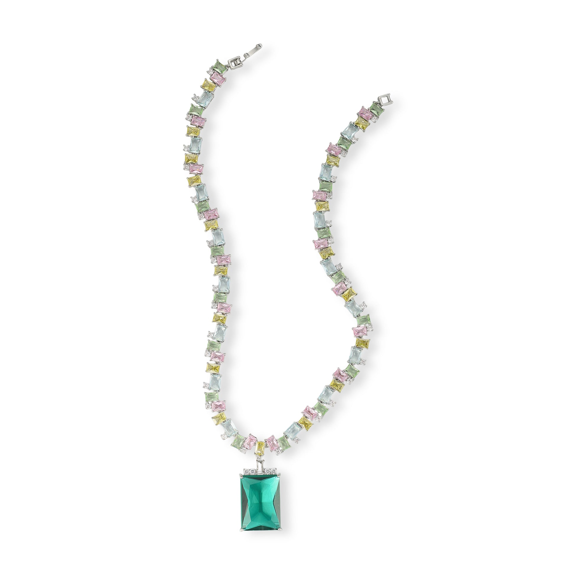 Edelrada Multicolor Rectangular Earrings & Necklace Set