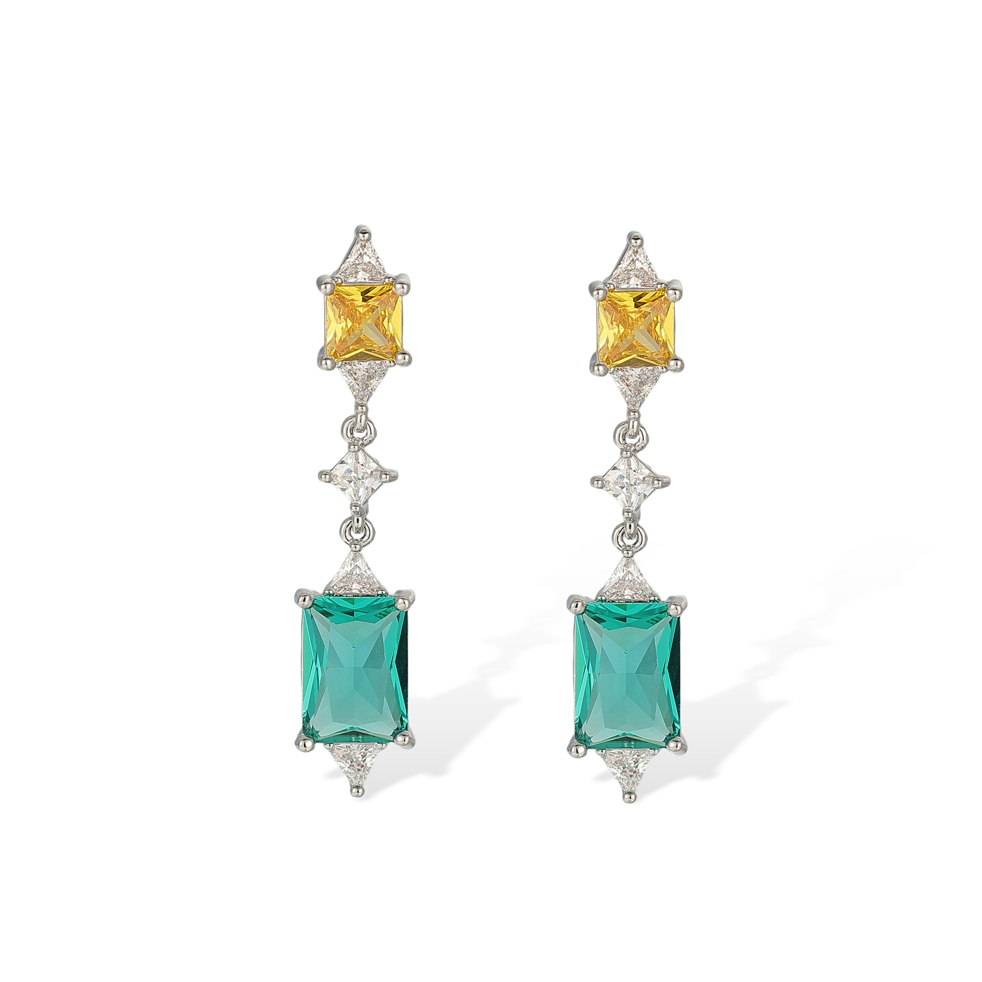 Edelrada Multicolor Rectangular Earrings & Necklace Set