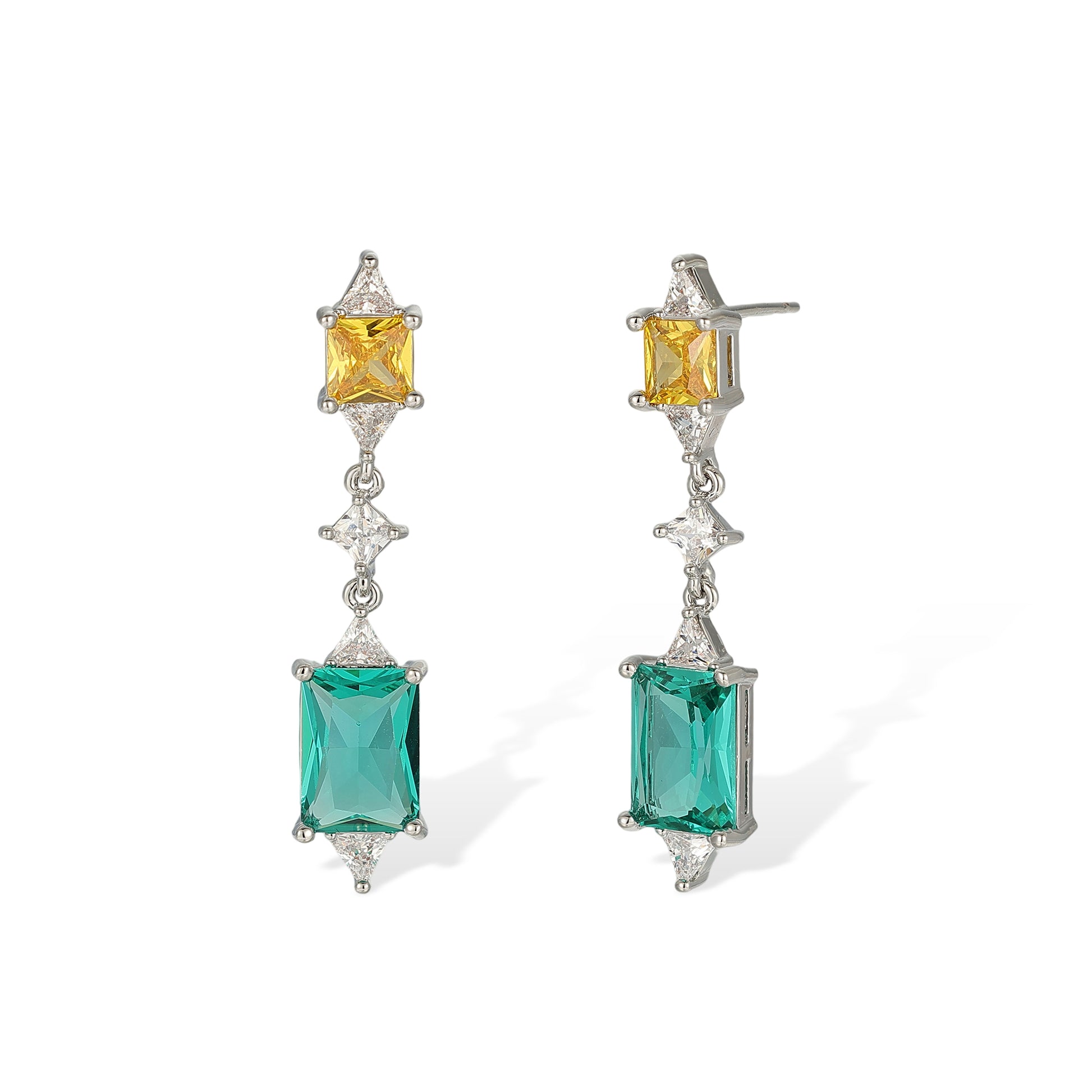 Edelrada Multicolor Rectangular Earrings & Necklace Set