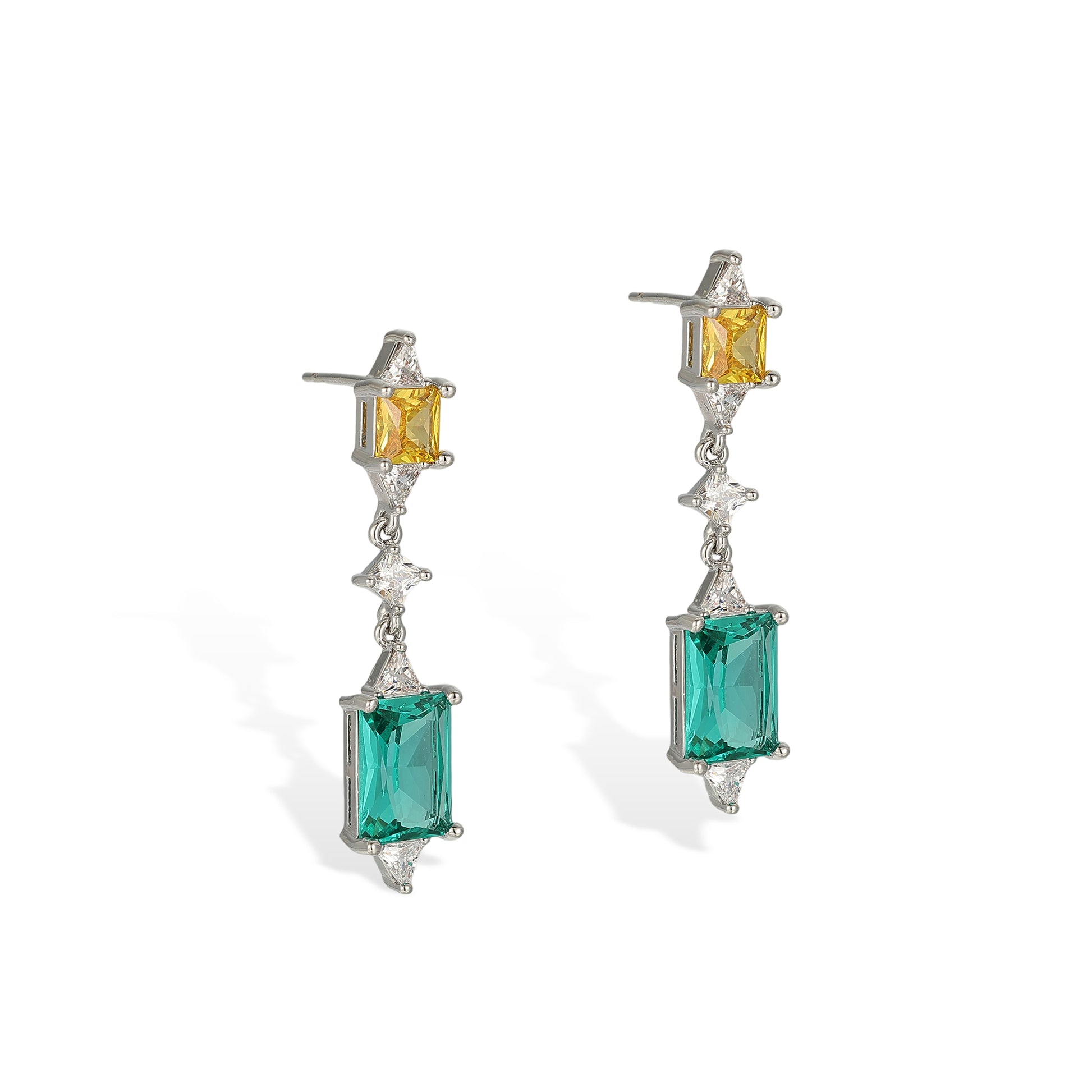 Edelrada Multicolor Rectangular Earrings & Necklace Set