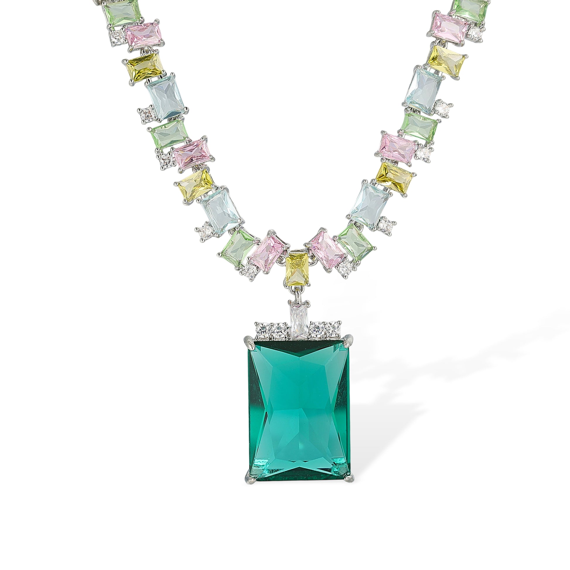Edelrada Multicolor Rectangular Earrings & Necklace Set