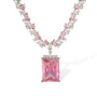 Edelrada Pink Rectangular Earrings & Necklace