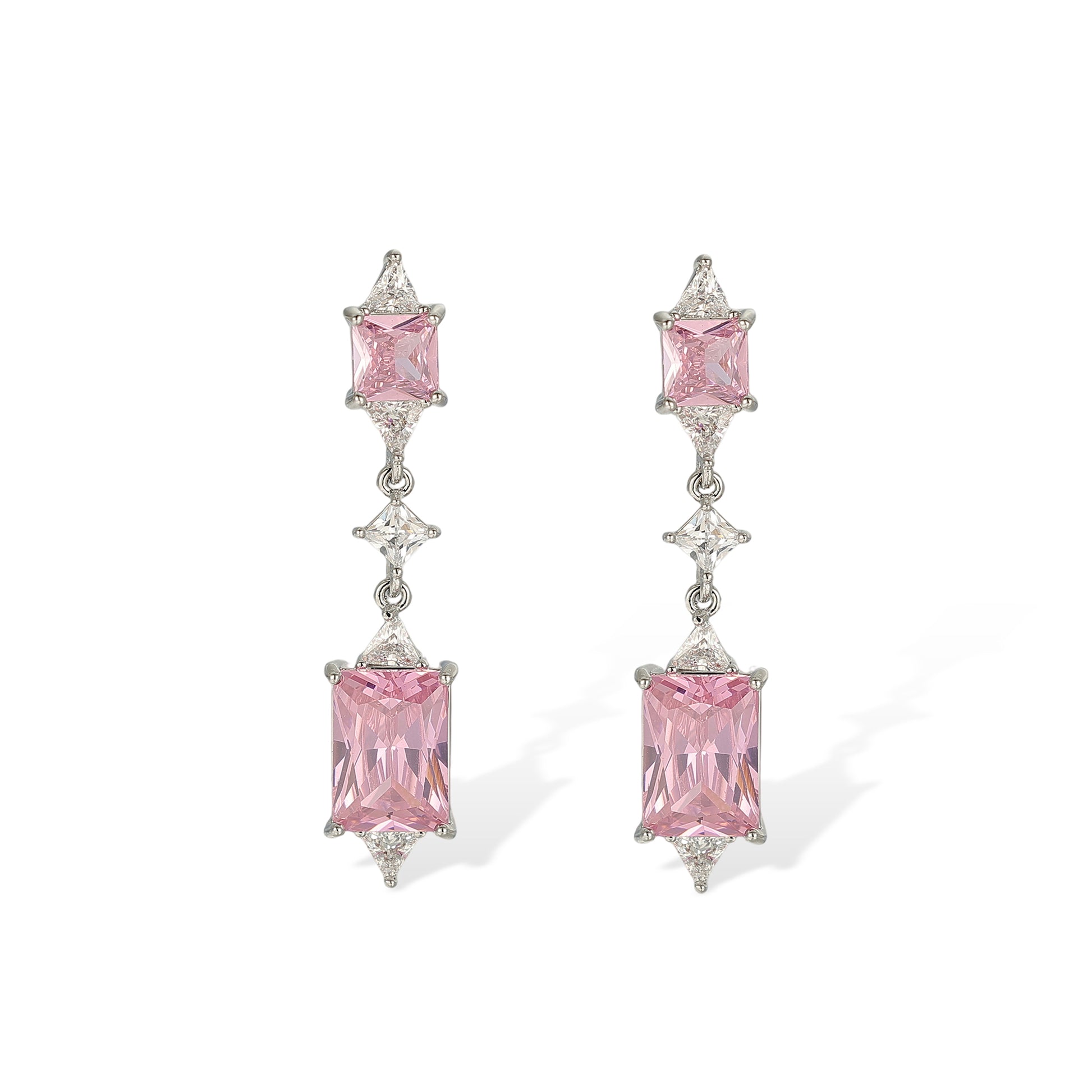 Edelrada Pink Rectangular Earrings & Necklace