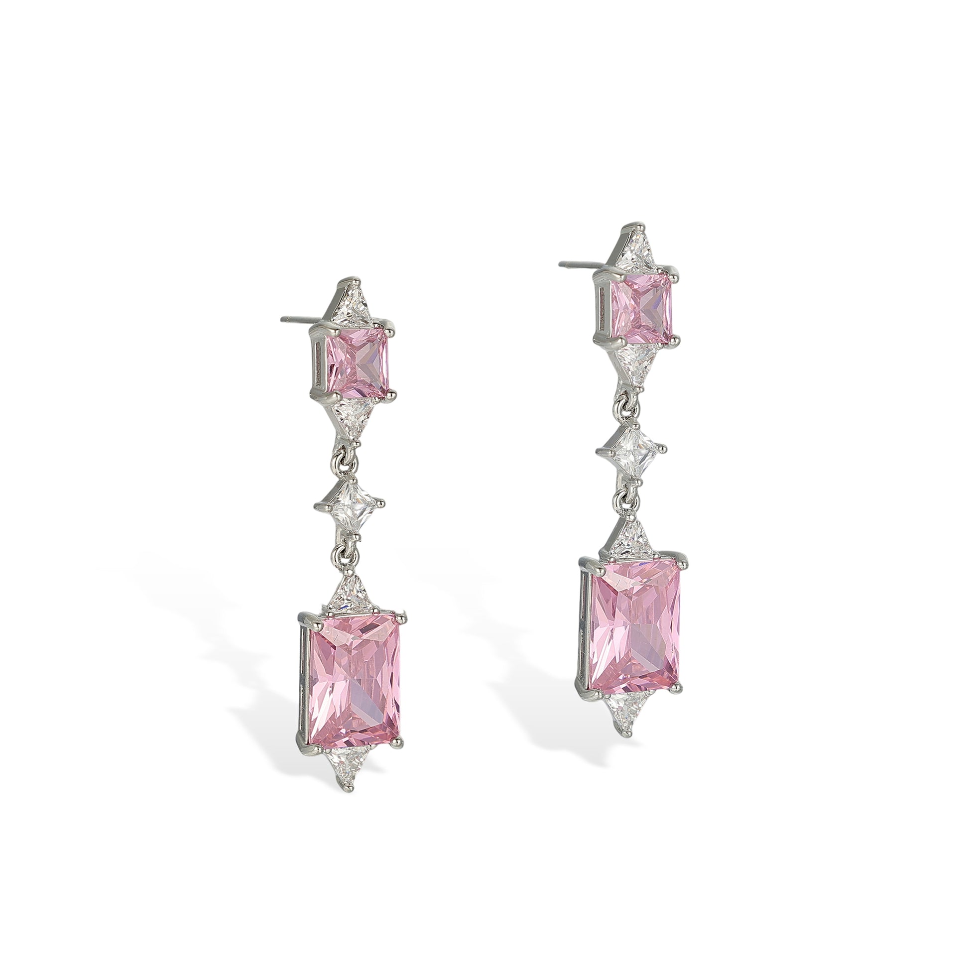 Edelrada Pink Rectangular Earrings & Necklace