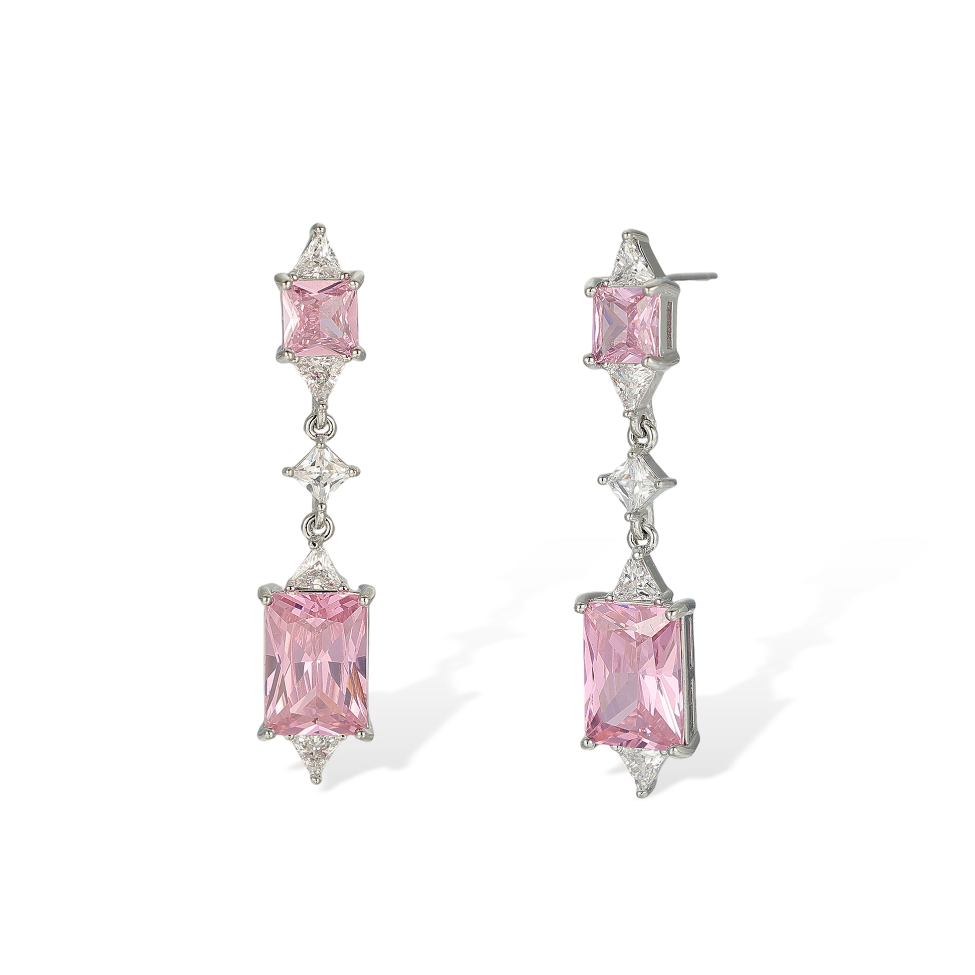 Edelrada Pink Rectangular Earrings & Necklace