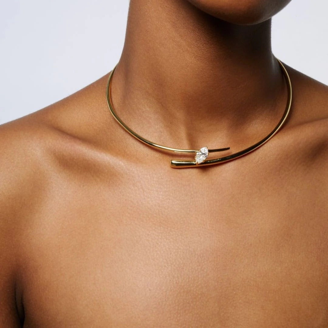 Edelrun 18K Gold Marquise Choker Necklace