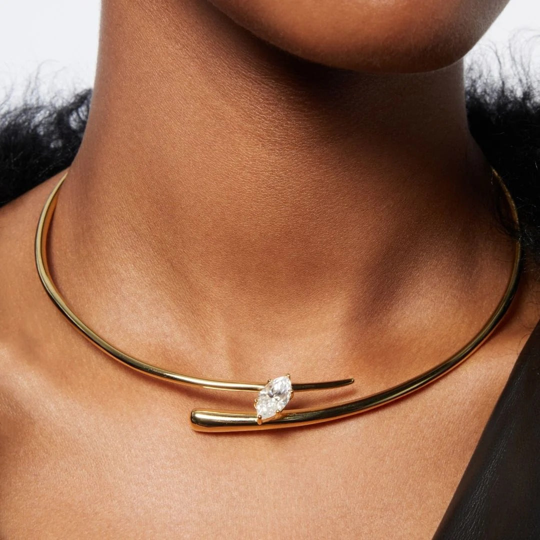 Edelrun 18K Gold Marquise Choker Necklace