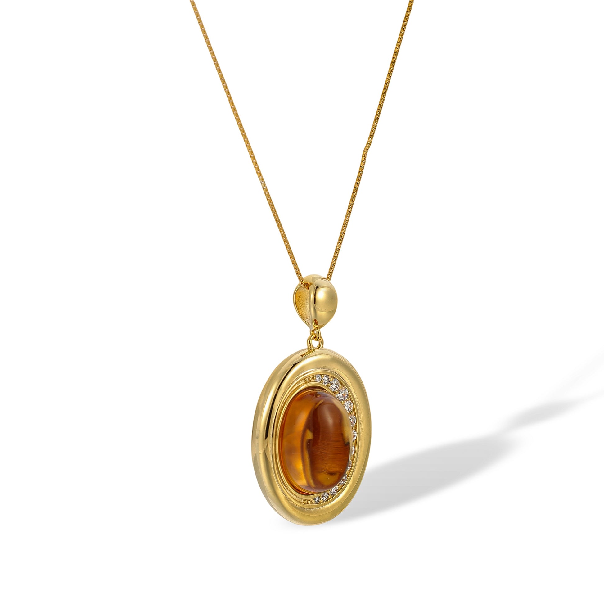 Edelwina 14K Gold Oval Citrine Necklace