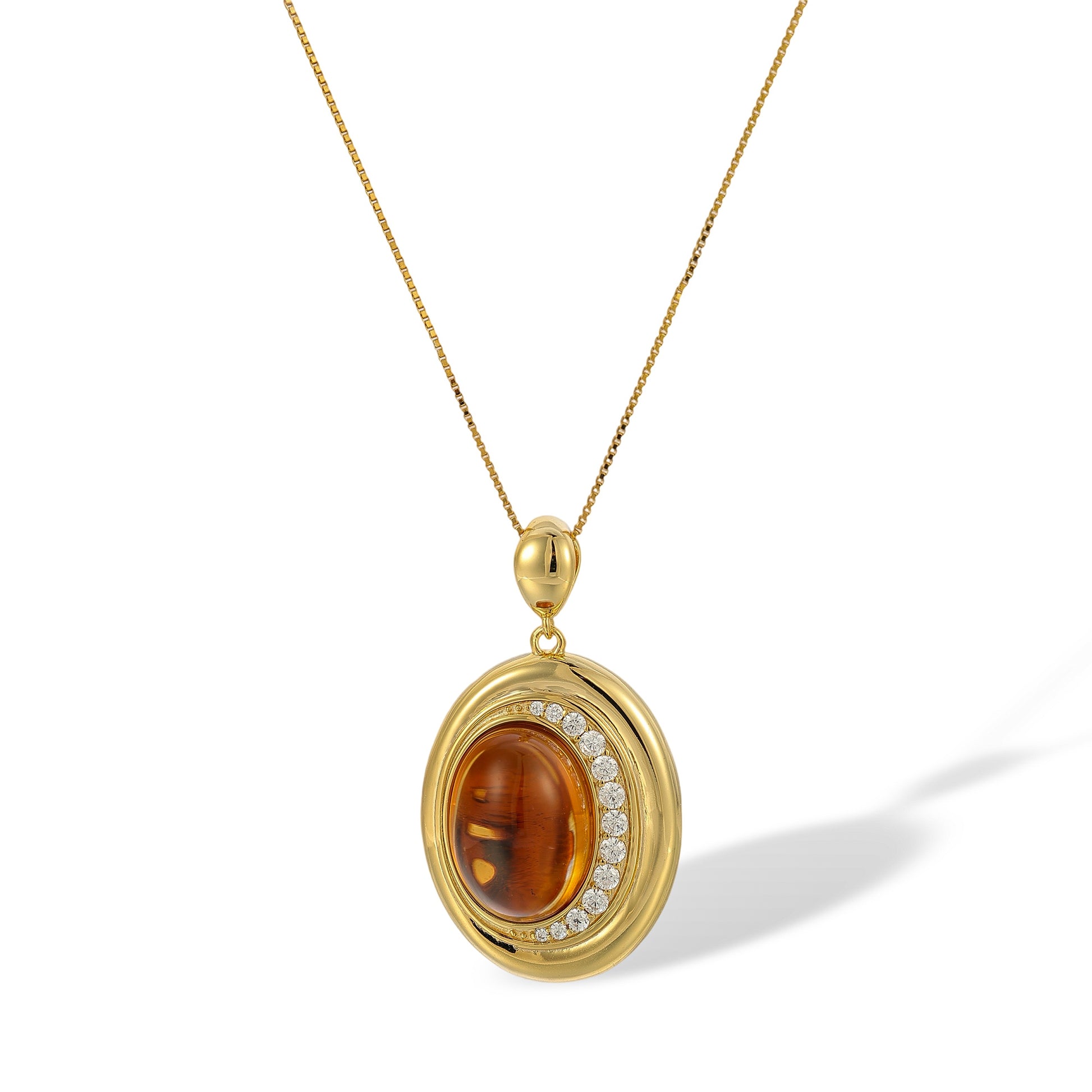 Edelwina 14K Gold Oval Citrine Necklace
